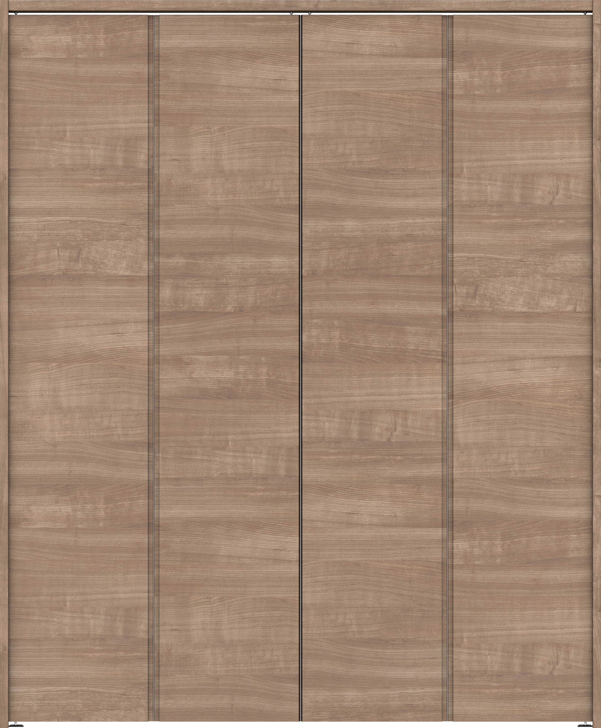 クローク収納　イエリア　折戸ユニット　ハンドルレス横木目タイプ　ウッド扉　下レールレス三方枠（固定枠）　セット　１６８０幅（６尺間口）　２０３５高　〈トープグレー柄〉　ハンドルレス