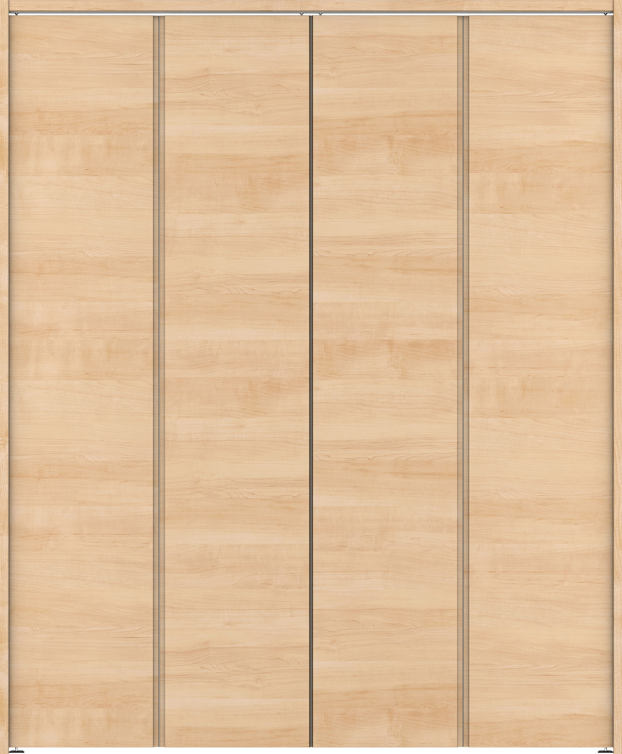 クローク収納　イエリア　折戸ユニット　ハンドルレス横木目タイプ　ウッド扉　下レールレス三方枠（固定枠）　セット　１６８０幅（６尺間口）　２０３５高　〈ミルベージュ柄〉　ハンドルレス