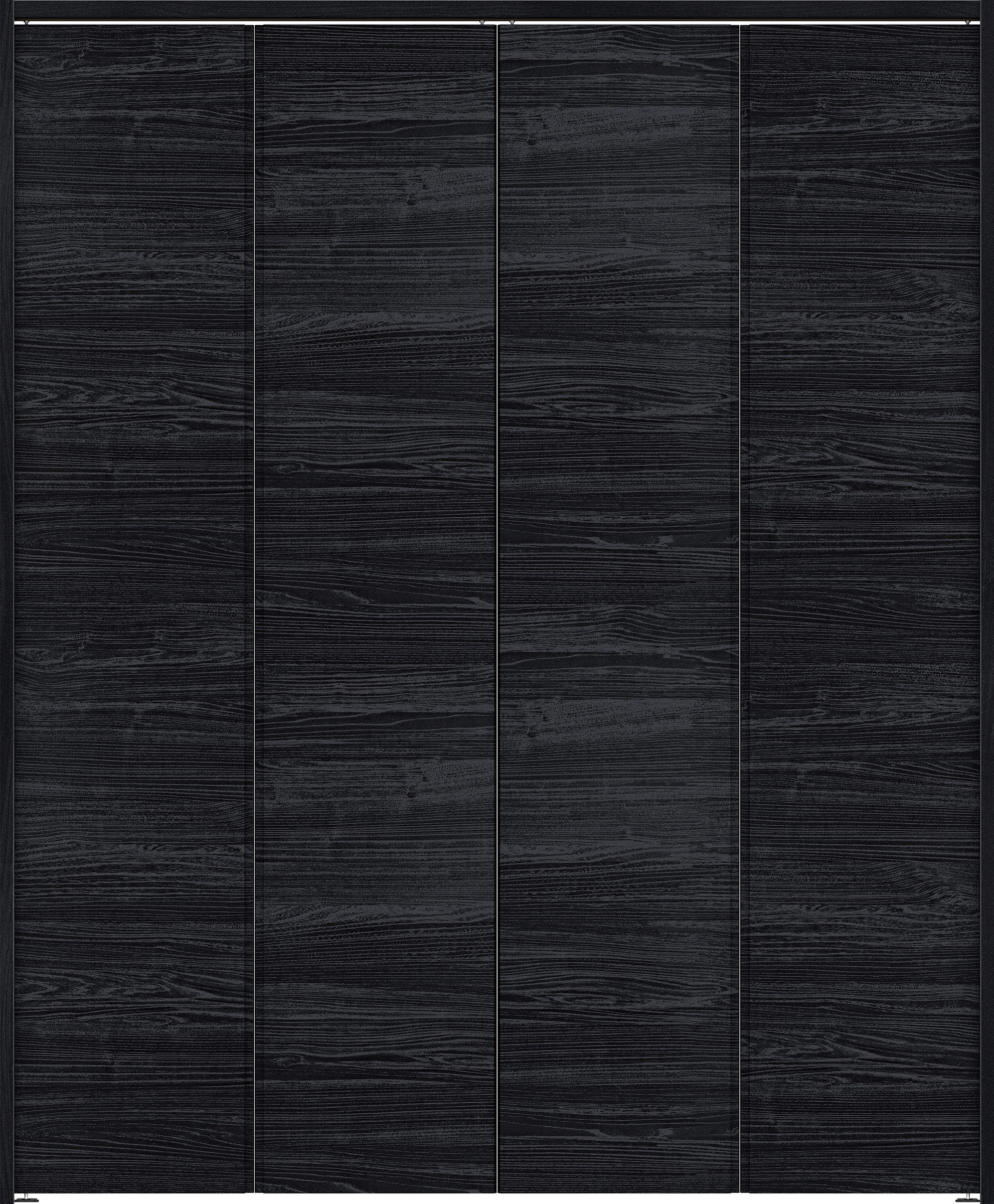 クローク収納　イエリア　折戸ユニット　ハンドルレス横木目タイプ　ウッド扉　下レールレス三方枠（固定枠）　セット　１６８０幅（６尺間口）　２０３５高　〈モスブラック柄〉　ハンドルレス