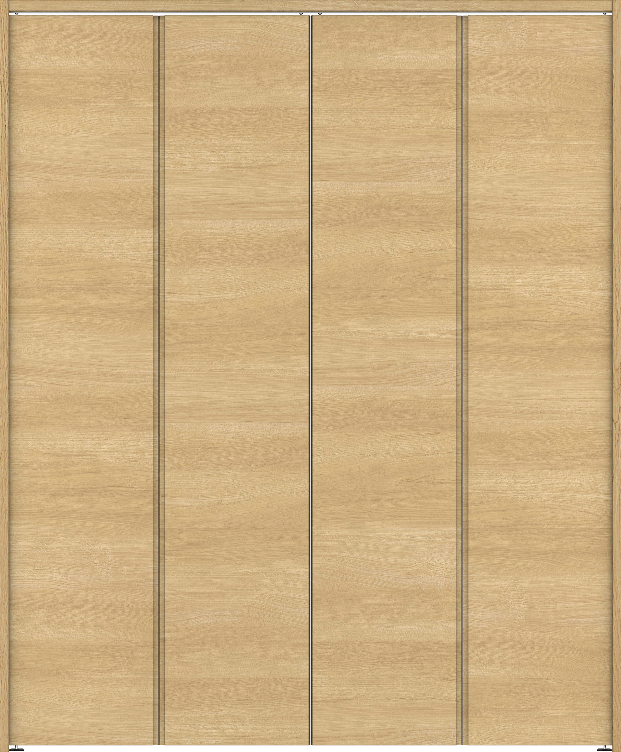 クローク収納　イエリア　折戸ユニット　ハンドルレス横木目タイプ　ウッド扉　下レールレス三方枠（固定枠）　セット　１６８０幅（６尺間口）　２０３５高　〈ライトオーカー柄〉　ハンドルレス