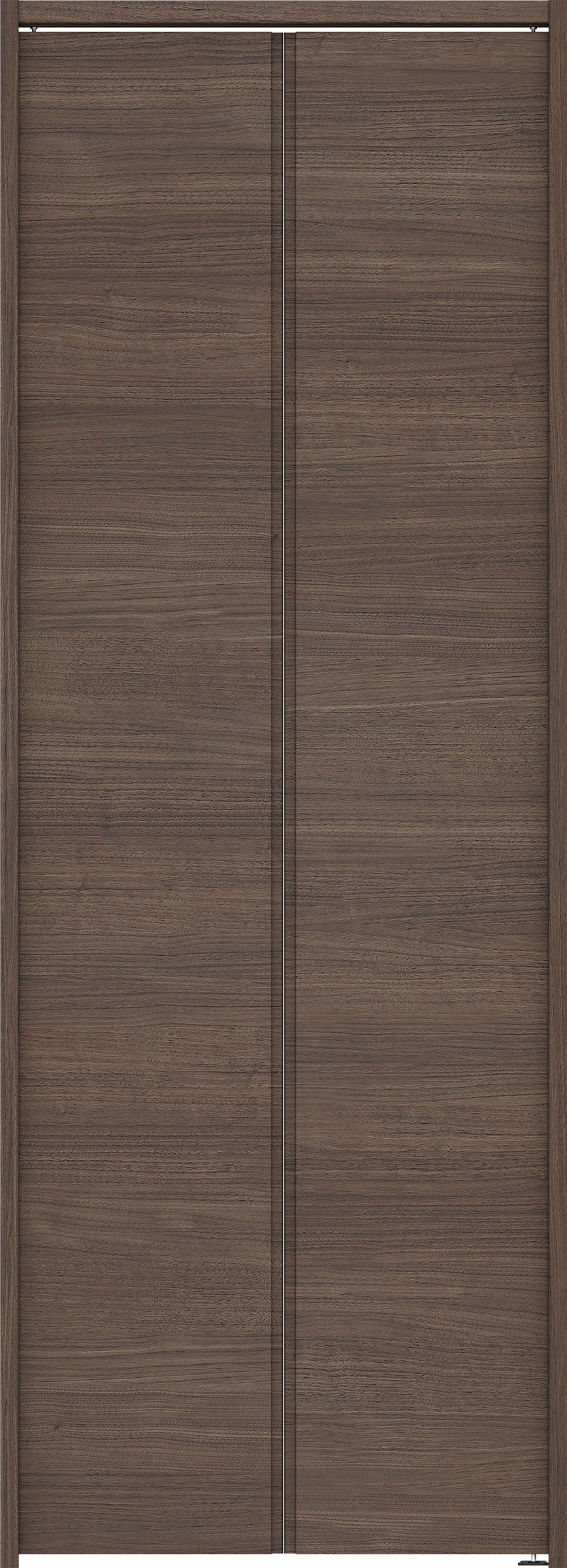 クローク収納　イエリア　折戸ユニット　ハンドルレス横木目タイプ　ウッド扉　下レールレス三方枠（固定枠）　セット　７３５幅（３尺間口）　２０３５高　〈ダルブラウン柄〉　ハンドルレス