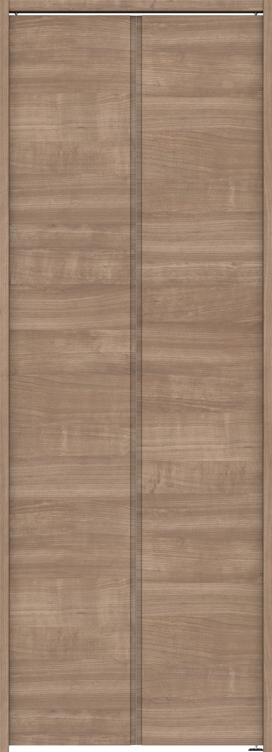 クローク収納　イエリア　折戸ユニット　ハンドルレス横木目タイプ　ウッド扉　下レールレス三方枠（固定枠）　セット　７３５幅（３尺間口）　２０３５高　〈トープグレー柄〉　ハンドルレス