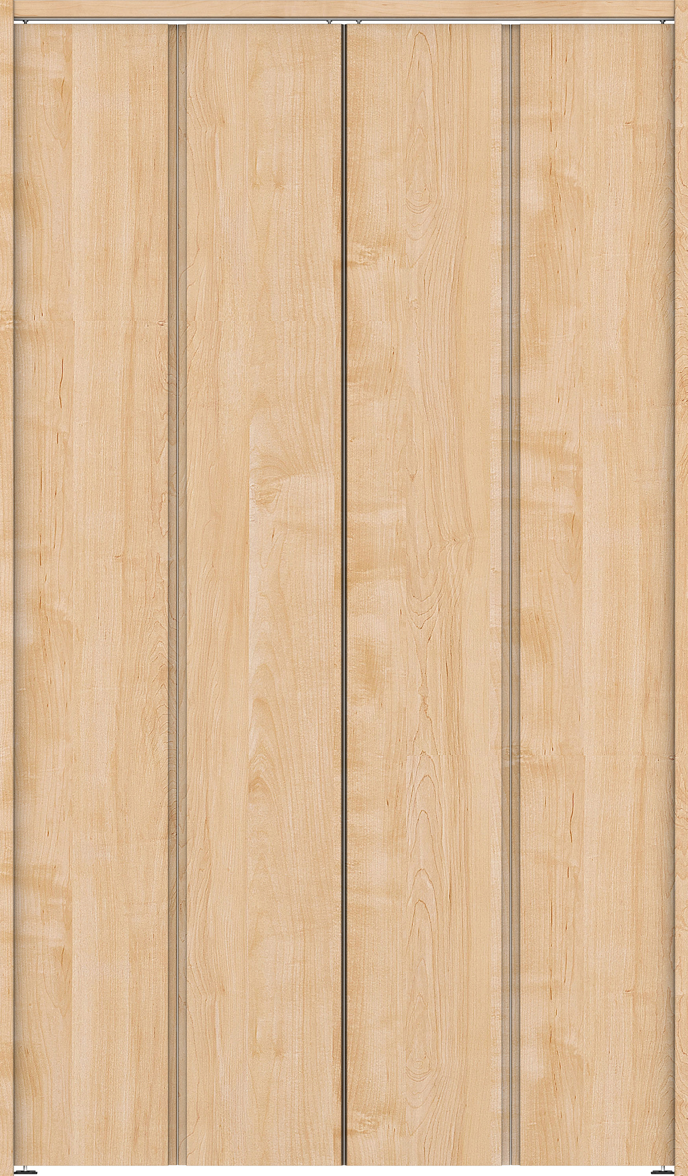 クローク収納　イエリア　折戸ユニット　ハンドルレス縦木目タイプ　ウッド扉　下レールレス三方枠（固定枠）　セット　１１９０幅（４．５尺間口）　２０３５高　〈ミルベージュ柄〉　ハンドルレス