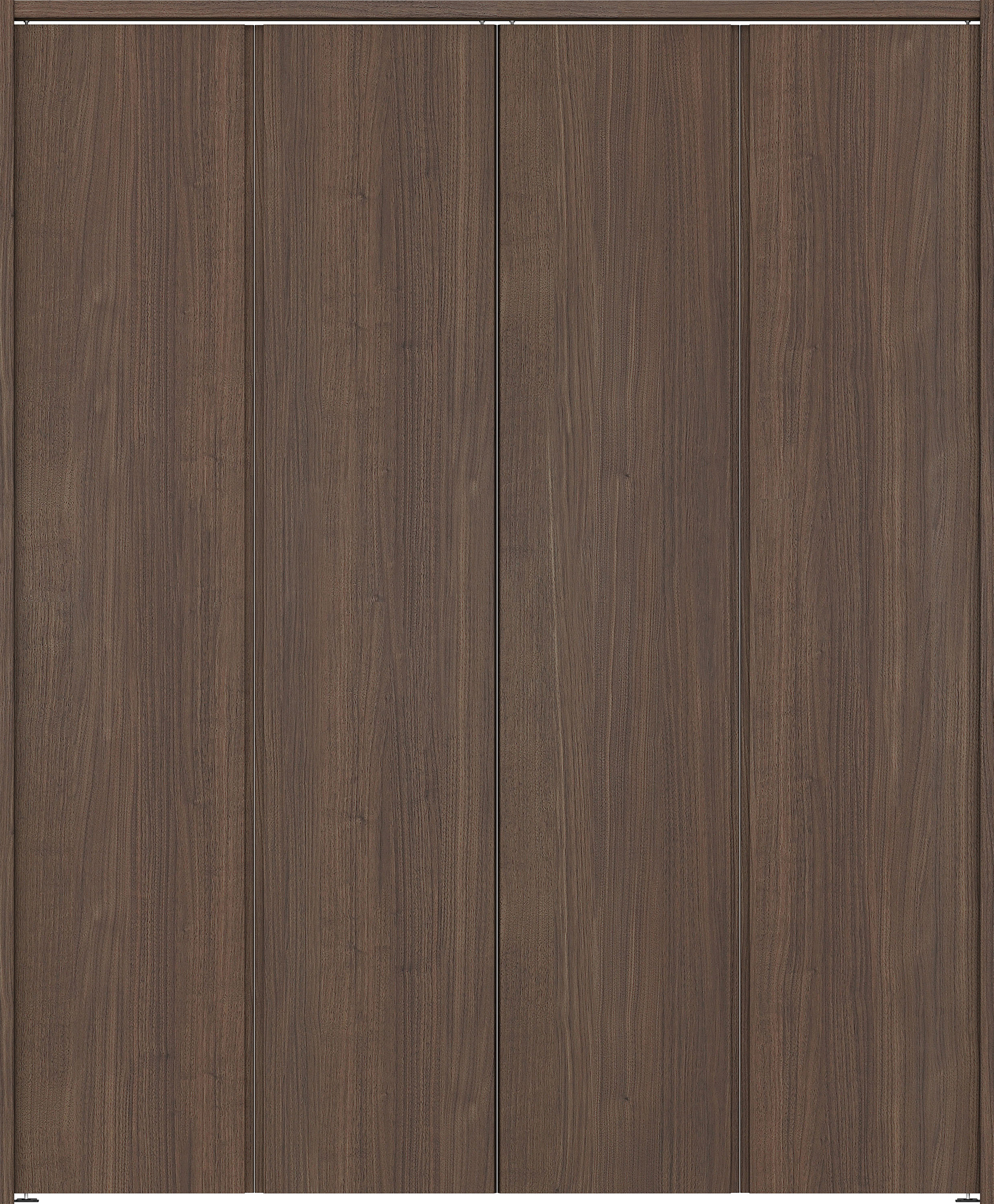 クローク収納　イエリア　折戸ユニット　ハンドルレス縦木目タイプ　ウッド扉　下レールレス三方枠（固定枠）　セット　１６８０幅（６尺間口）　２０３５高　〈ダルブラウン柄〉　ハンドルレス