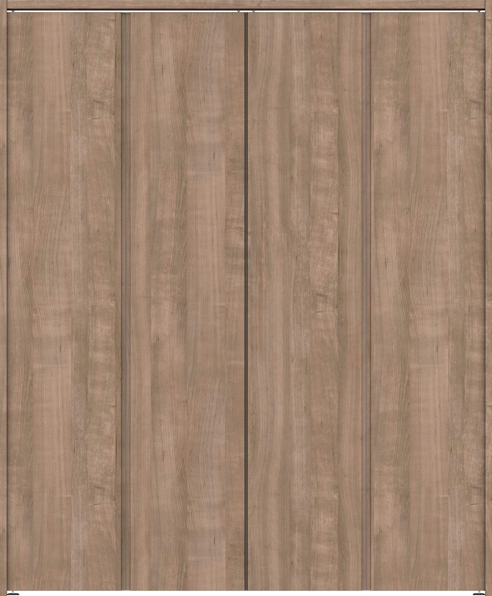 クローク収納　イエリア　折戸ユニット　ハンドルレス縦木目タイプ　ウッド扉　下レールレス三方枠（固定枠）　セット　１６８０幅（６尺間口）　２０３５高　〈トープグレー柄〉　ハンドルレス