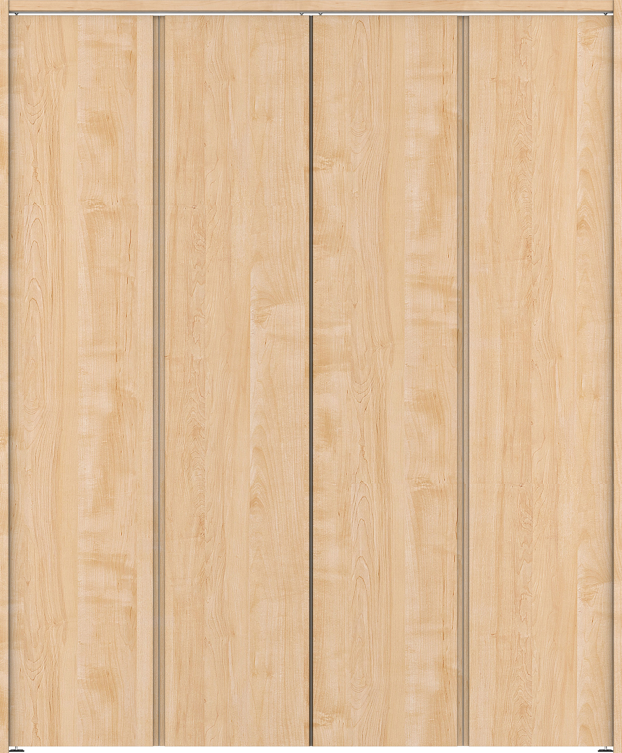 クローク収納　イエリア　折戸ユニット　ハンドルレス縦木目タイプ　ウッド扉　下レールレス三方枠（固定枠）　セット　１６８０幅（６尺間口）　２０３５高　〈ミルベージュ柄〉　ハンドルレス