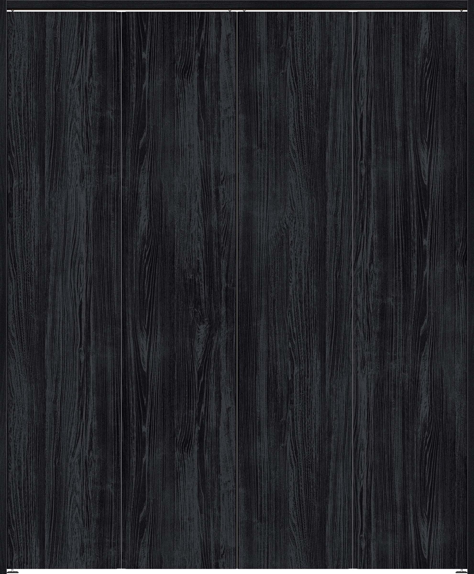 クローク収納　イエリア　折戸ユニット　ハンドルレス縦木目タイプ　ウッド扉　下レールレス三方枠（固定枠）　セット　１６４４幅（６尺小間口）　２０３５高　〈モスブラック柄〉　ハンドルレス