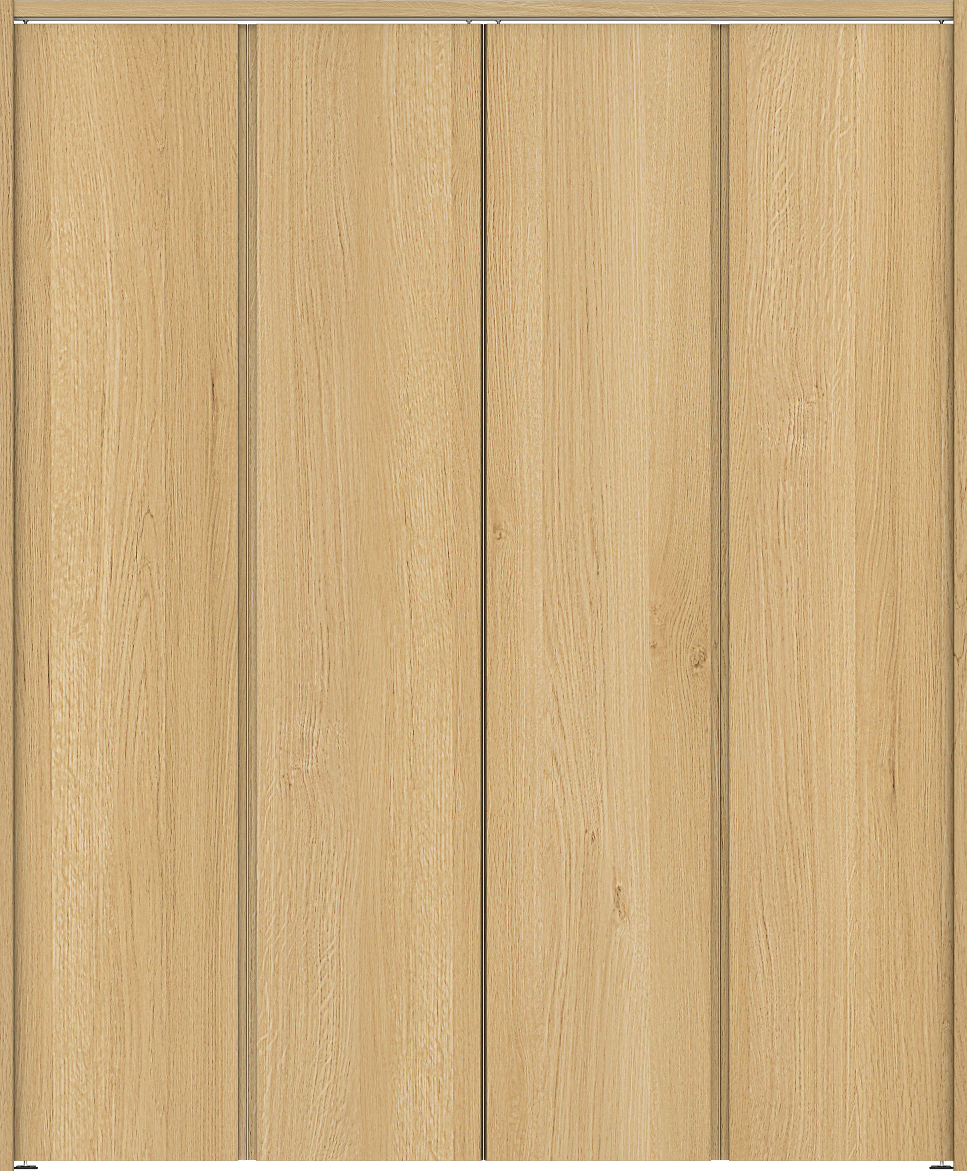 クローク収納　イエリア　折戸ユニット　ハンドルレス縦木目タイプ　ウッド扉　下レールレス三方枠（固定枠）　セット　１６４４幅（６尺小間口）　２０３５高　〈ライトオーカー柄〉　ハンドルレス