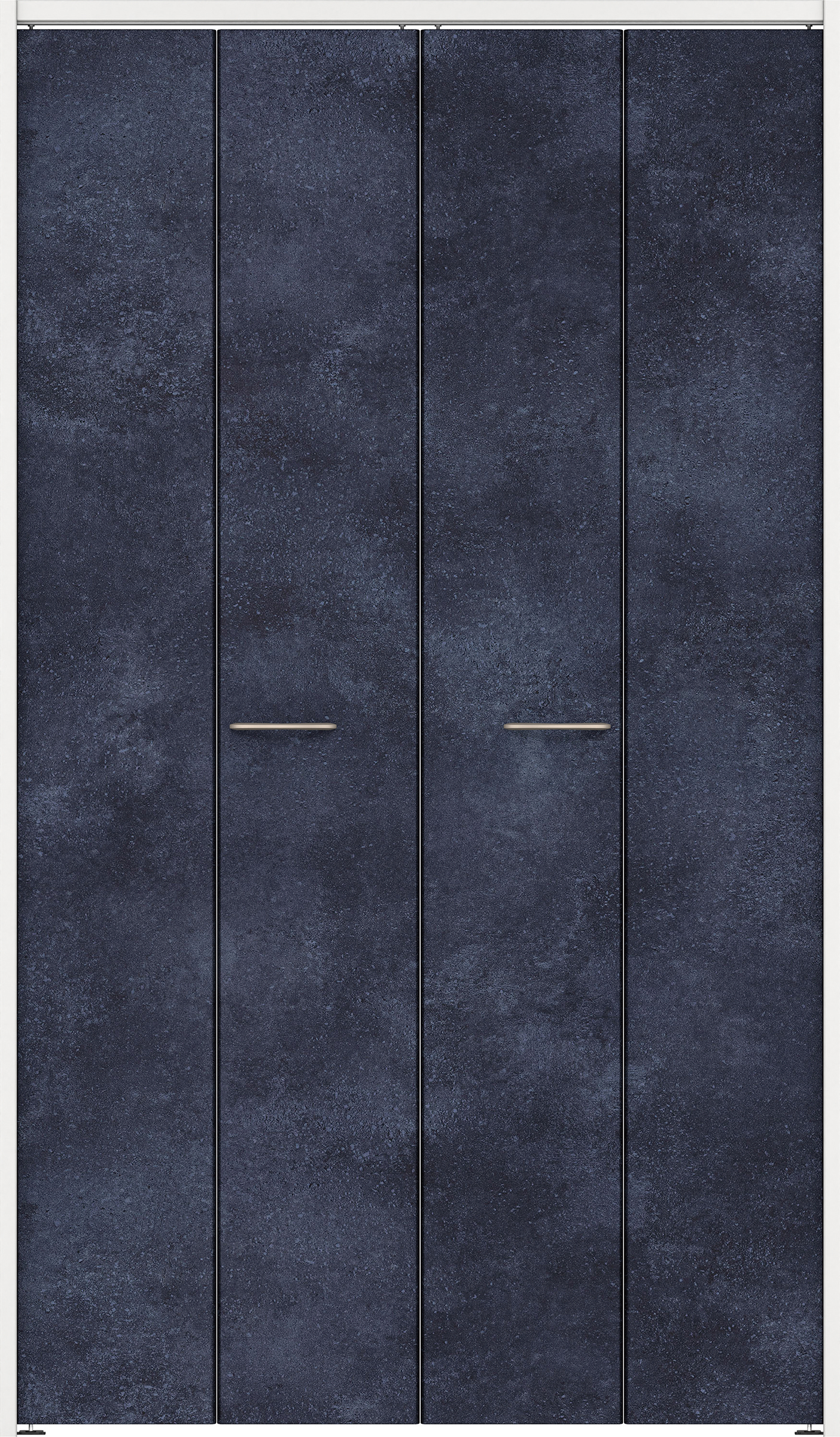 クローク収納　イエリア　折戸ユニット　フラットタイプ　パネル扉　下レールレス三方枠（固定枠）　セット　１１９０幅（４．５尺間口）　２０３５高　〈コバルトブルー柄〉　ハンドルラウンド型〈ブラック色〉