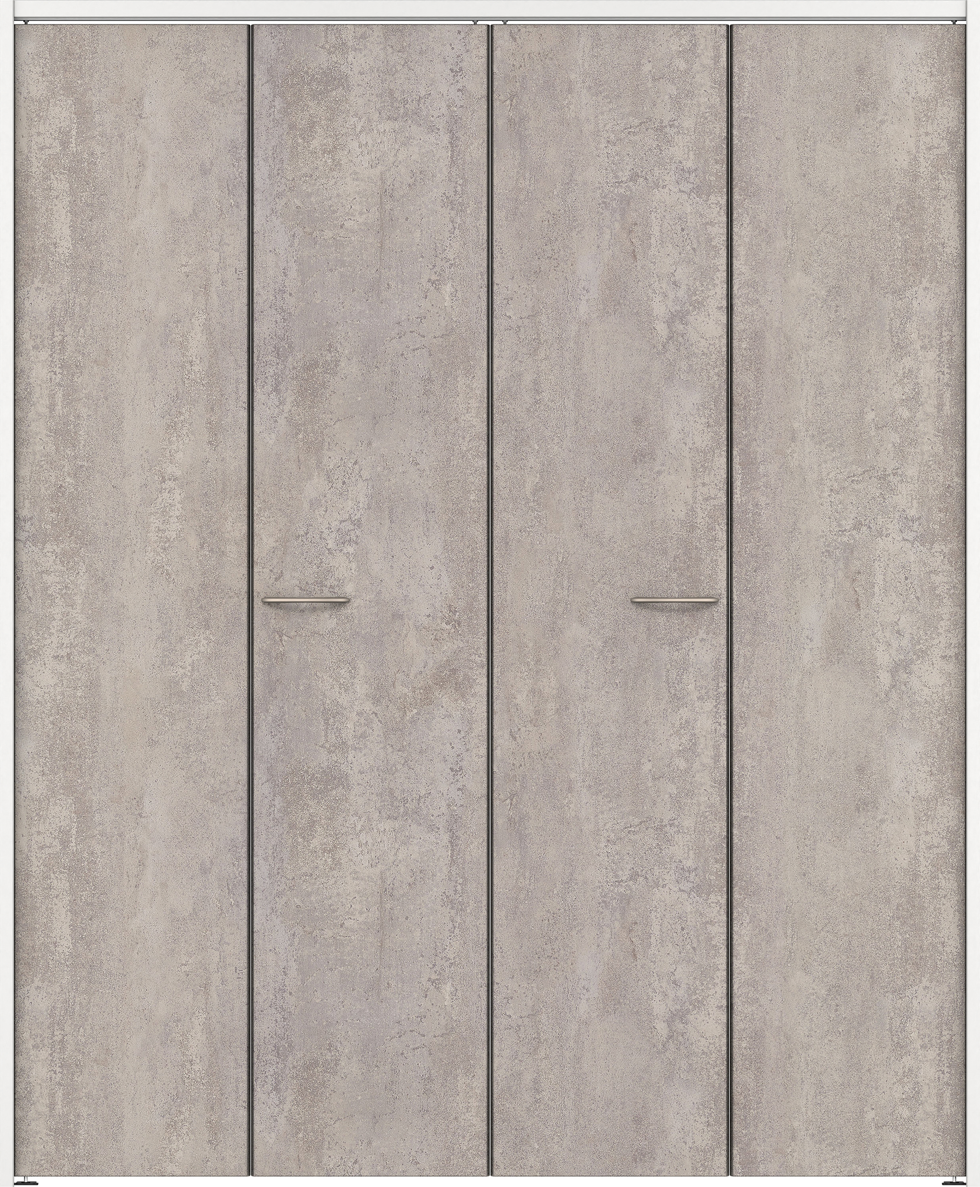 クローク収納　イエリア　折戸　フラット　パネル扉　下レールレス三方枠（固定枠）　セット　１６４４幅（６尺小間口）　２０３５高　〈コンクリートグレー柄〉　ハンドルラウンド型〈Ｔシルバー色〉　抗ウイルス