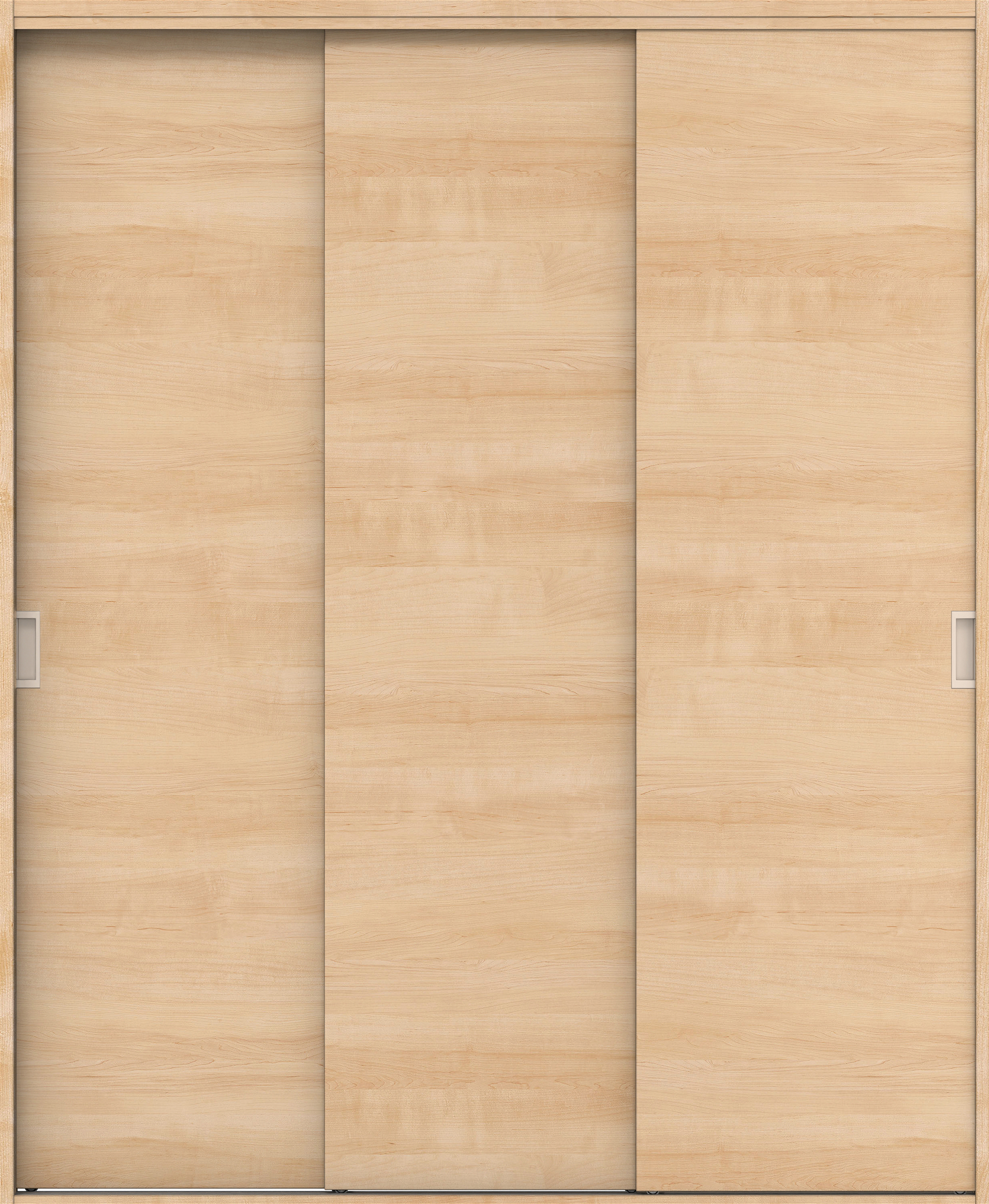 クローク収納　イエリア　引戸ユニット　フラット横木目タイプ　四方枠（固定枠）　セット　１６４４幅（６尺小間口）　２０４５高　〈ミルベージュ柄〉　引手〈Ｔシルバー色〉