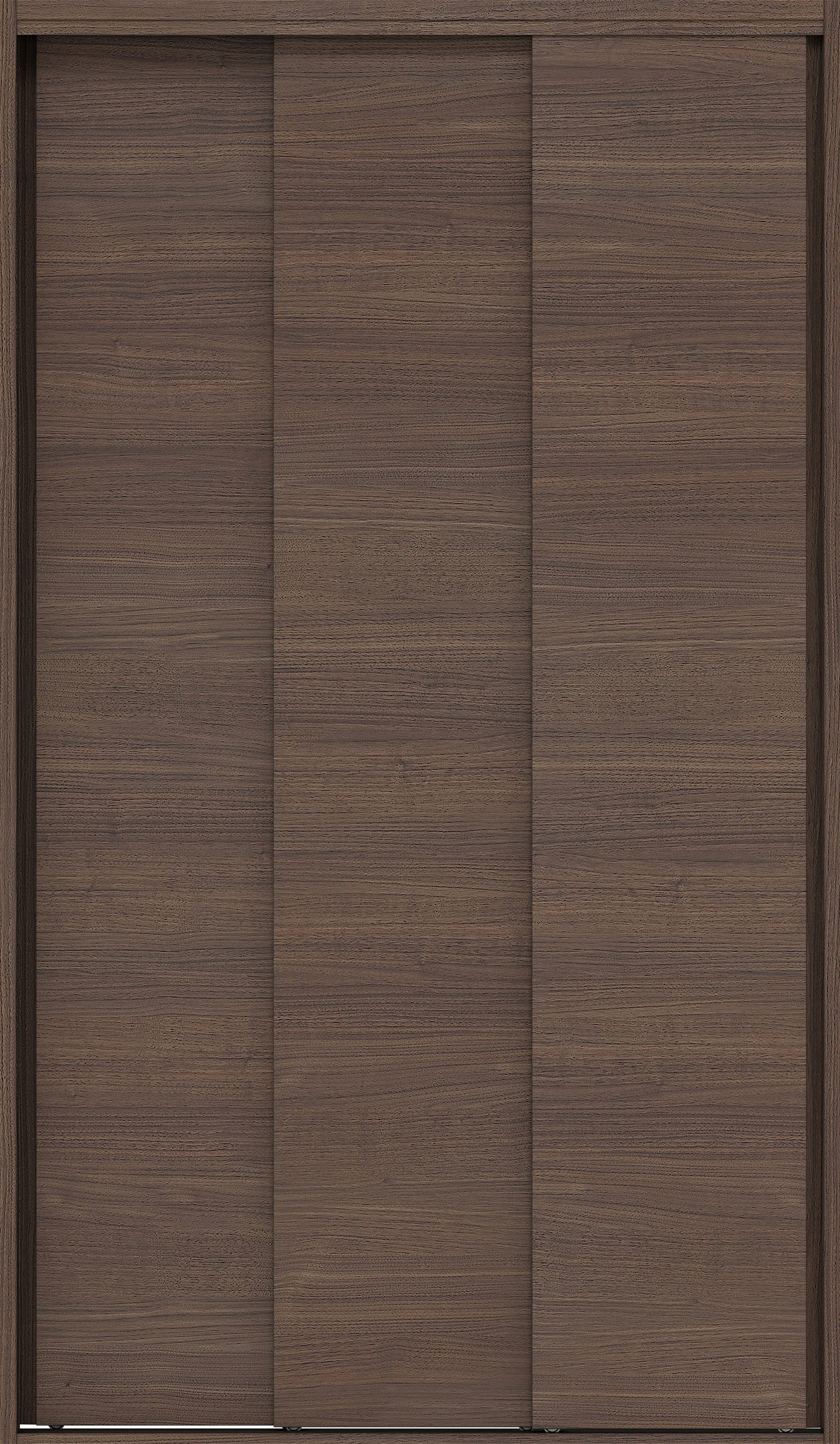 クローク収納　イエリア　引戸ユニット　通し引手　横木目タイプ　四方枠（固定枠）　セット　１１９０幅（４．５尺間口）　２０４５高　〈ダルブラウン柄〉　ハンドルレス