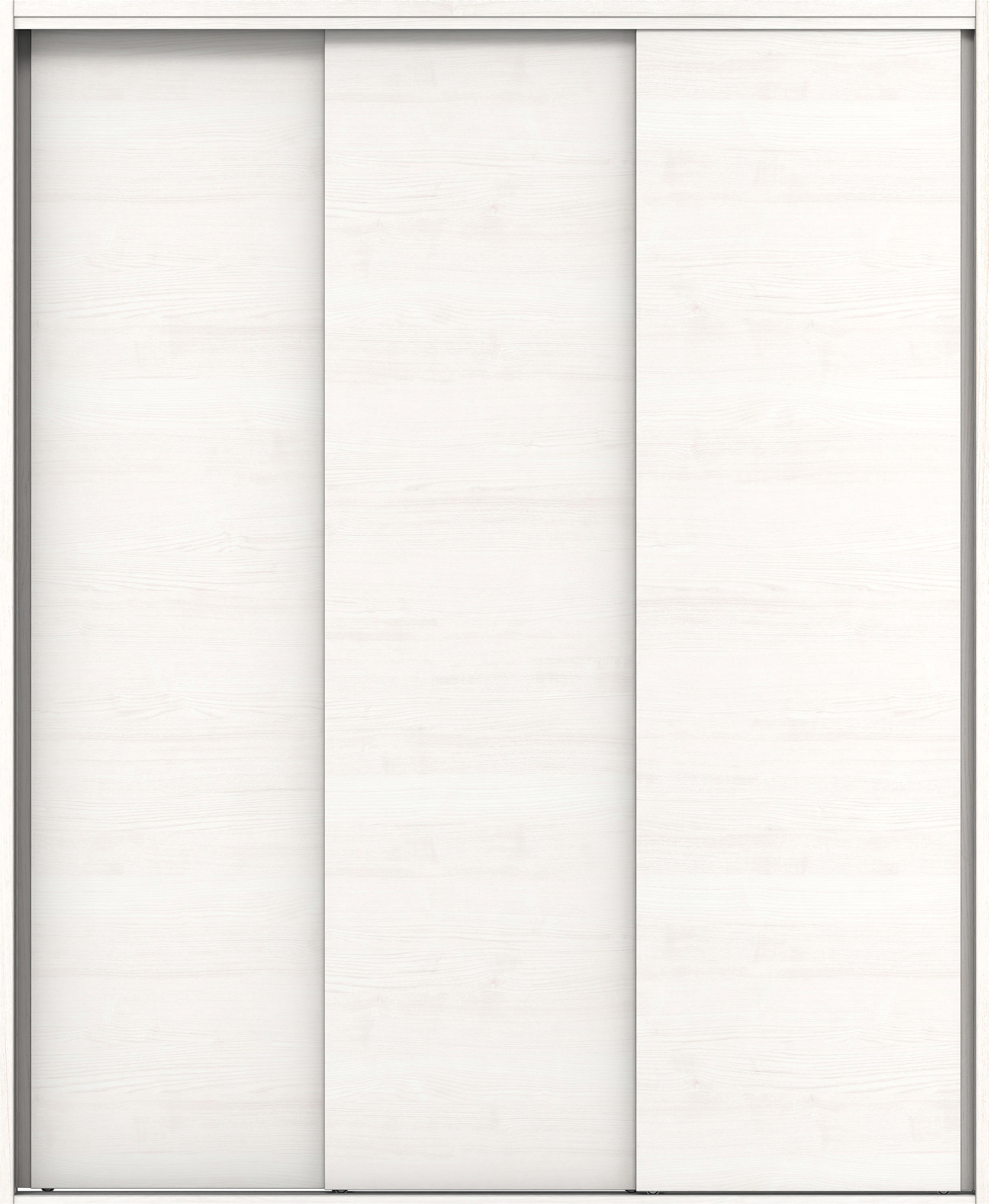 クローク収納　イエリア　引戸ユニット　通し引手　横木目タイプ　四方枠（固定枠）　セット　１６４４幅（６尺小間口）　２０４５高　〈ネオホワイト柄〉　ハンドルレス