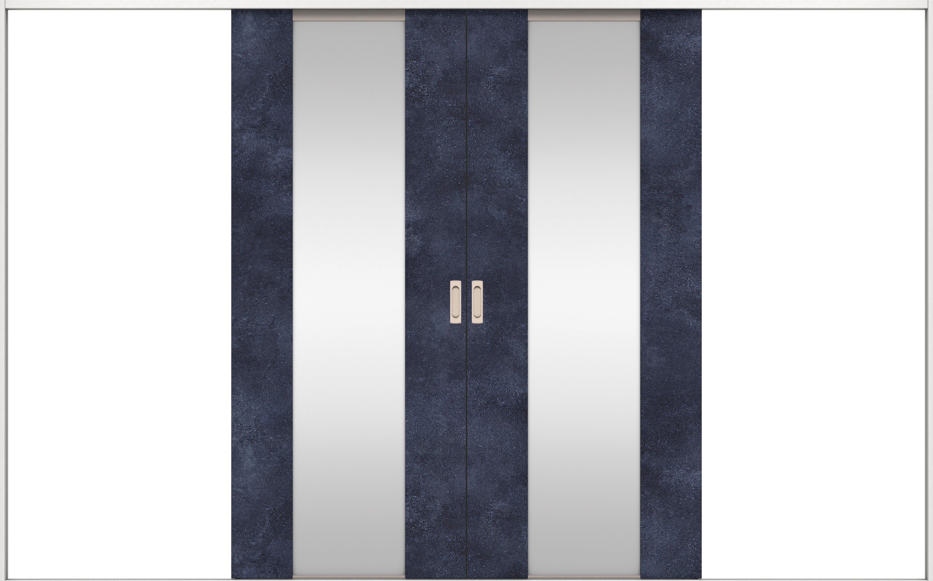 リビングドア　イエリア　引戸・引分　扉セット　４Ｐデザイン　３２６６幅用　２０００高　〈コバルトブルー柄〉　左右兼用　錠なし　ラクラクローズ付