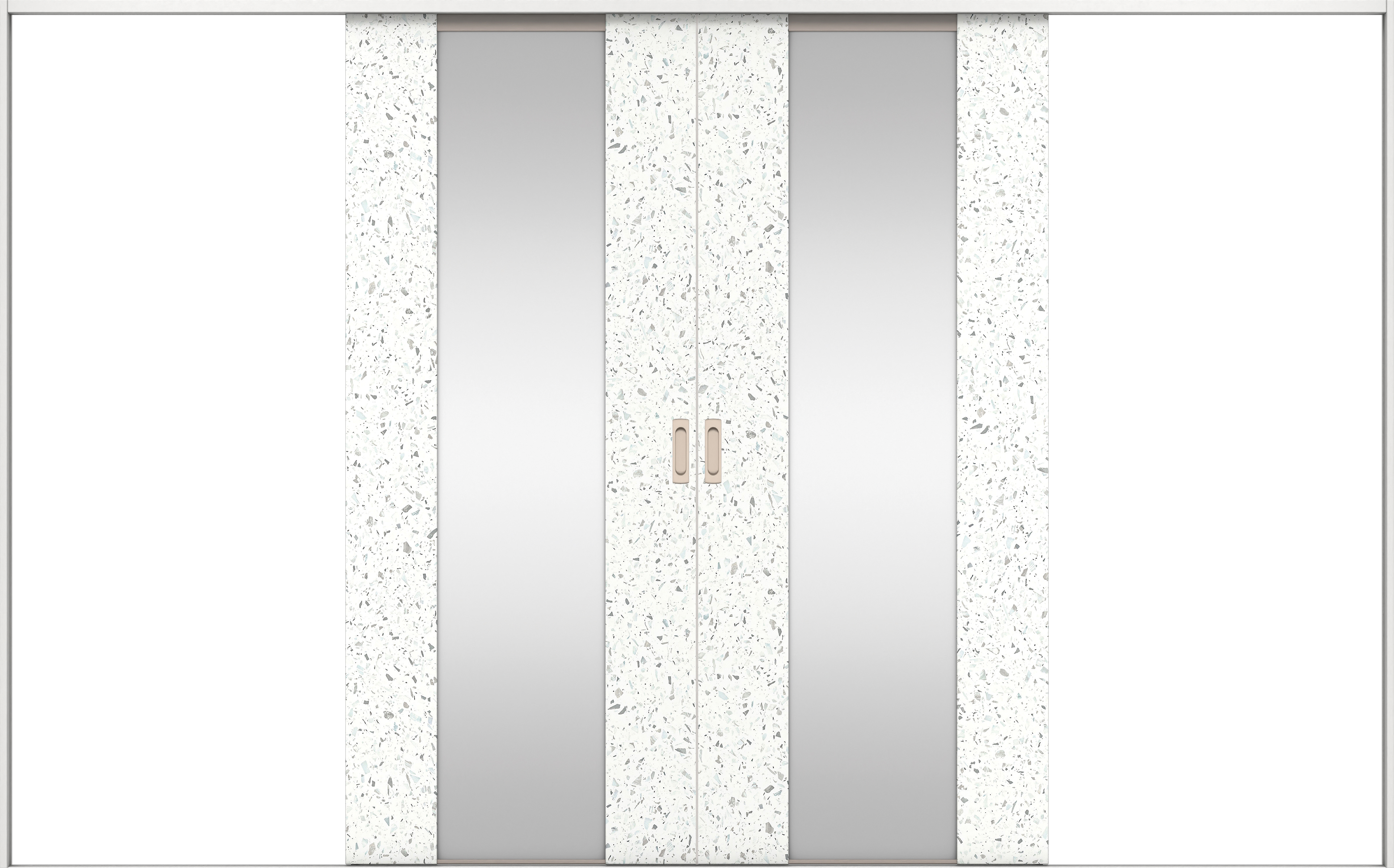 リビングドア　イエリア　引戸・引分　扉セット　４Ｐデザイン　３２６６幅用　２０００高　〈テラゾホワイト柄〉　左右兼用　錠なし　ラクラクローズ付