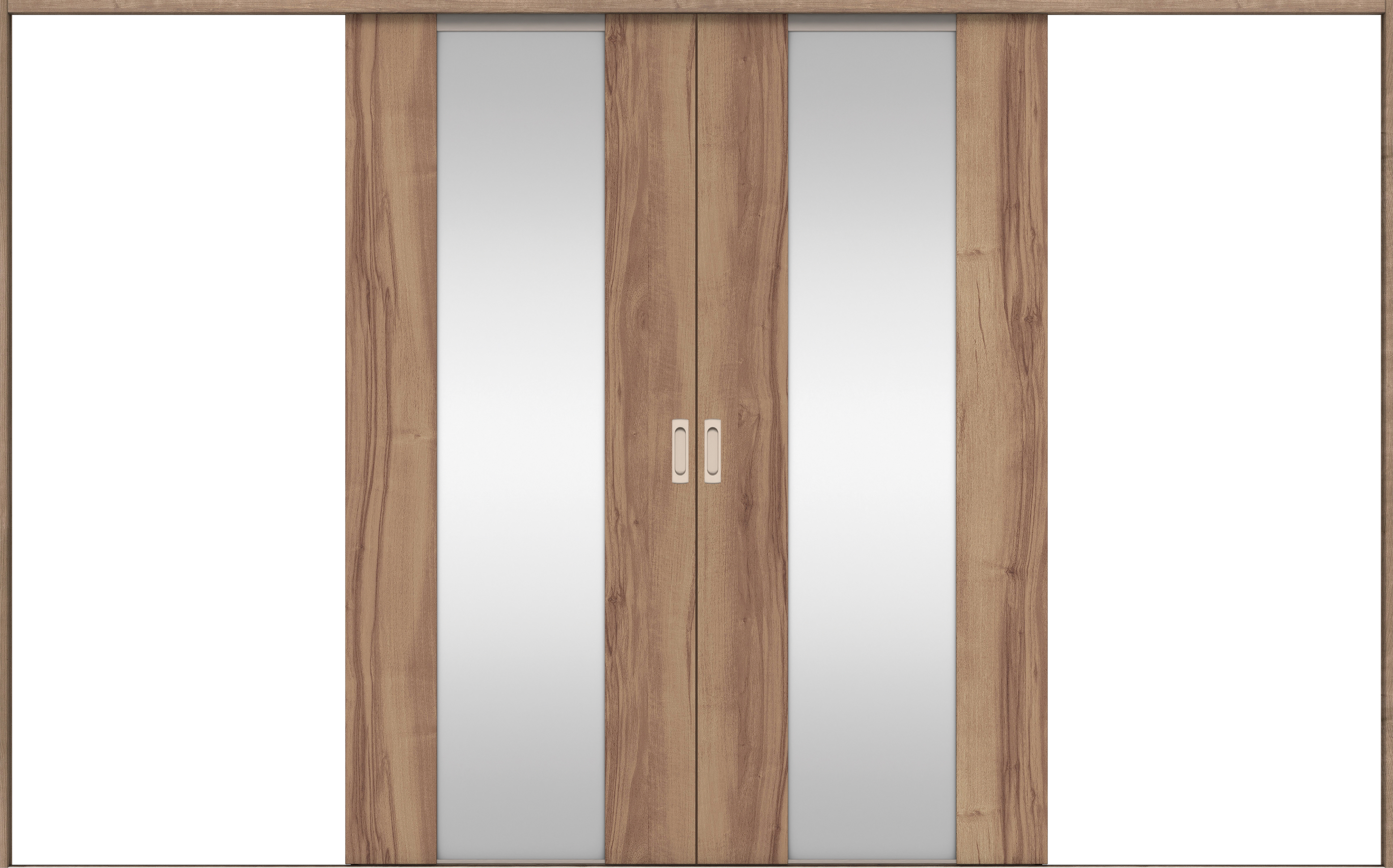 リビングドア　イエリア　引戸・引分　扉セット　４Ｐデザイン　３２６６幅用　２０００高　〈バームブラウン柄〉　左右兼用　錠なし　ラクラクローズ付