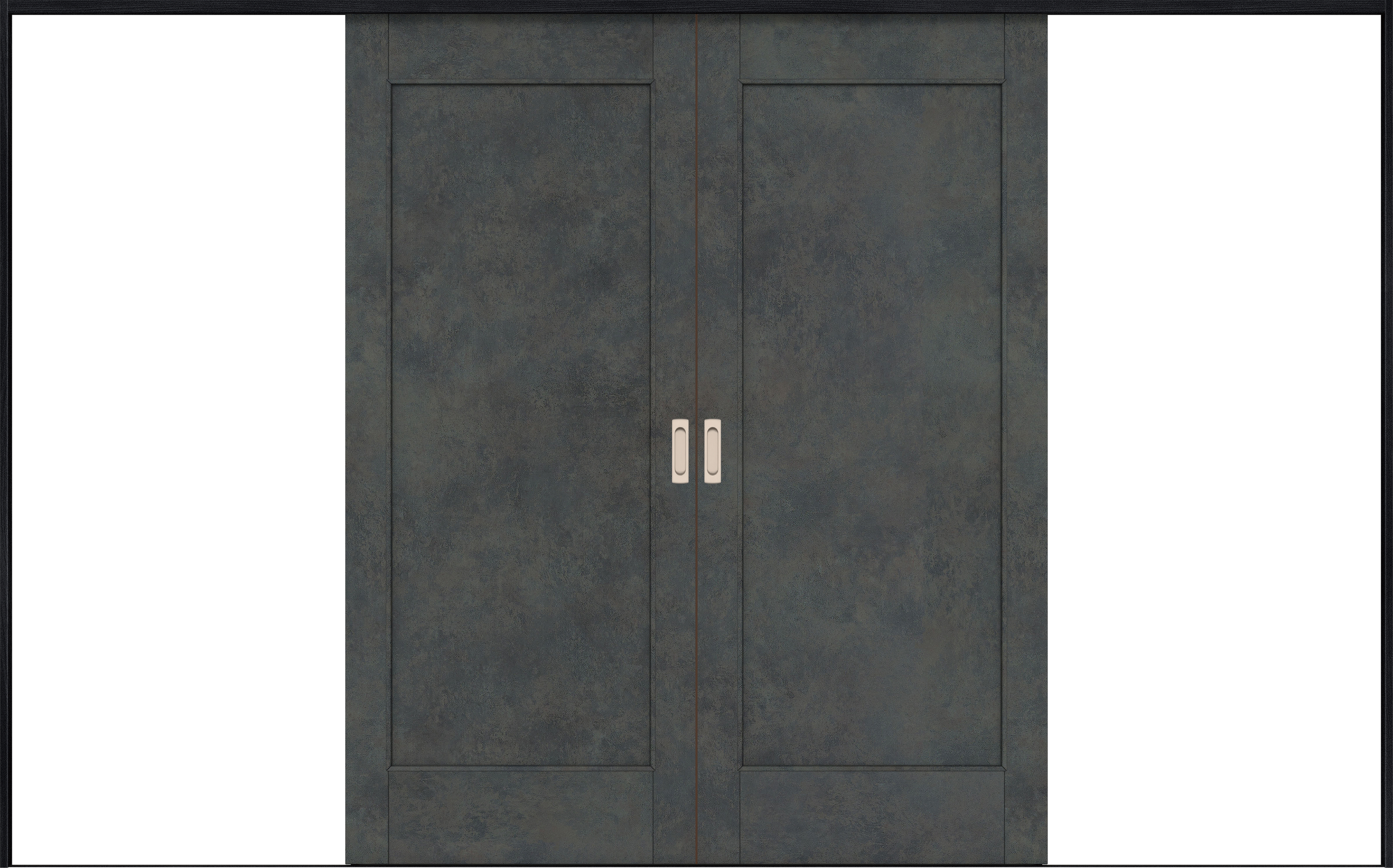 リビングドア　イエリア　引戸・引分　扉セット　０１デザイン　３２６６幅用　２０００高　〈アイアンブラック柄〉　左右兼用　錠なし　ラクラクローズ付