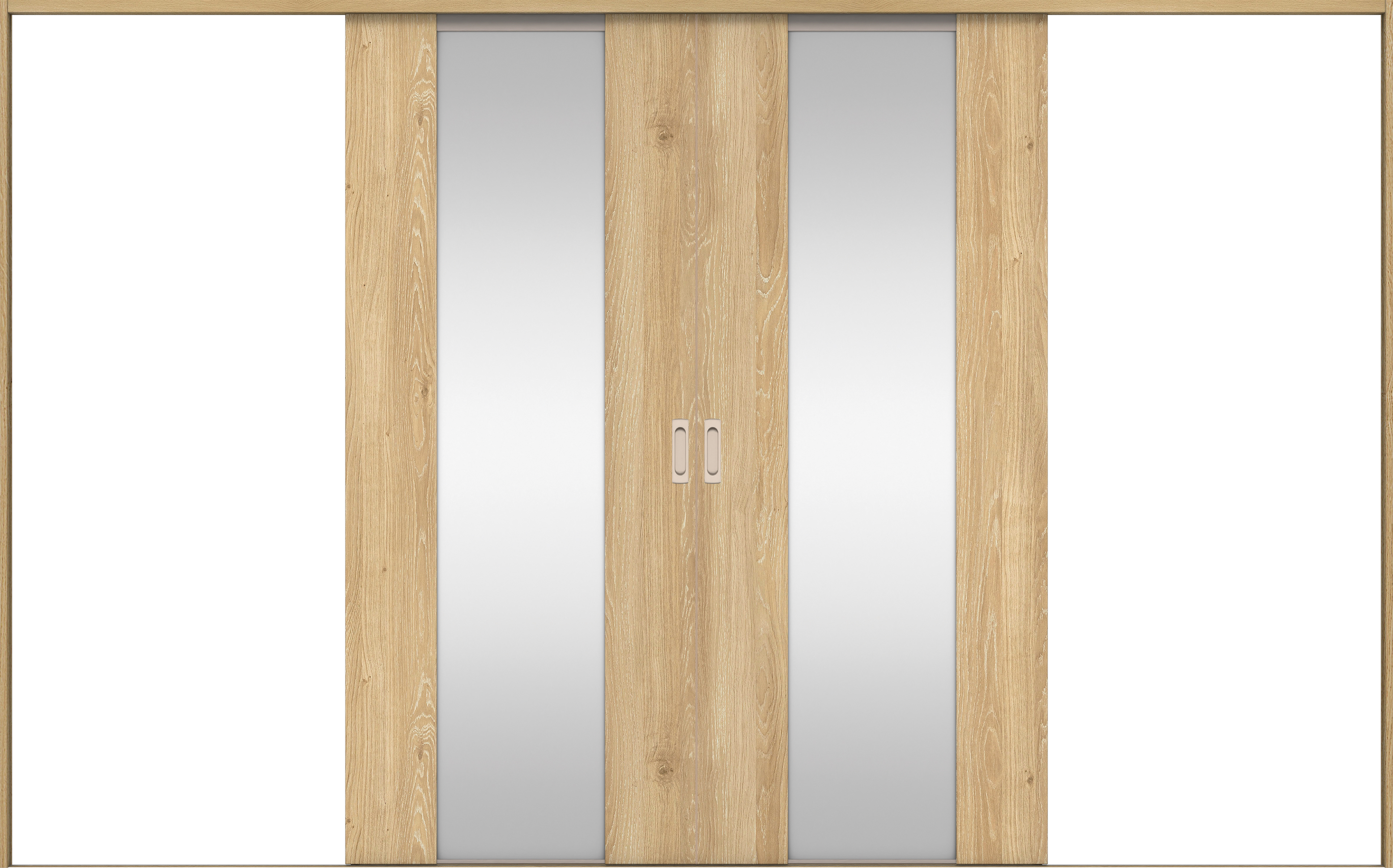 リビングドア　イエリア　引戸・引分　扉セット　４Ｐデザイン　３２６６幅用　２０００高　〈ミルキーオーカー柄〉　左右兼用　錠なし　ラクラクローズ付