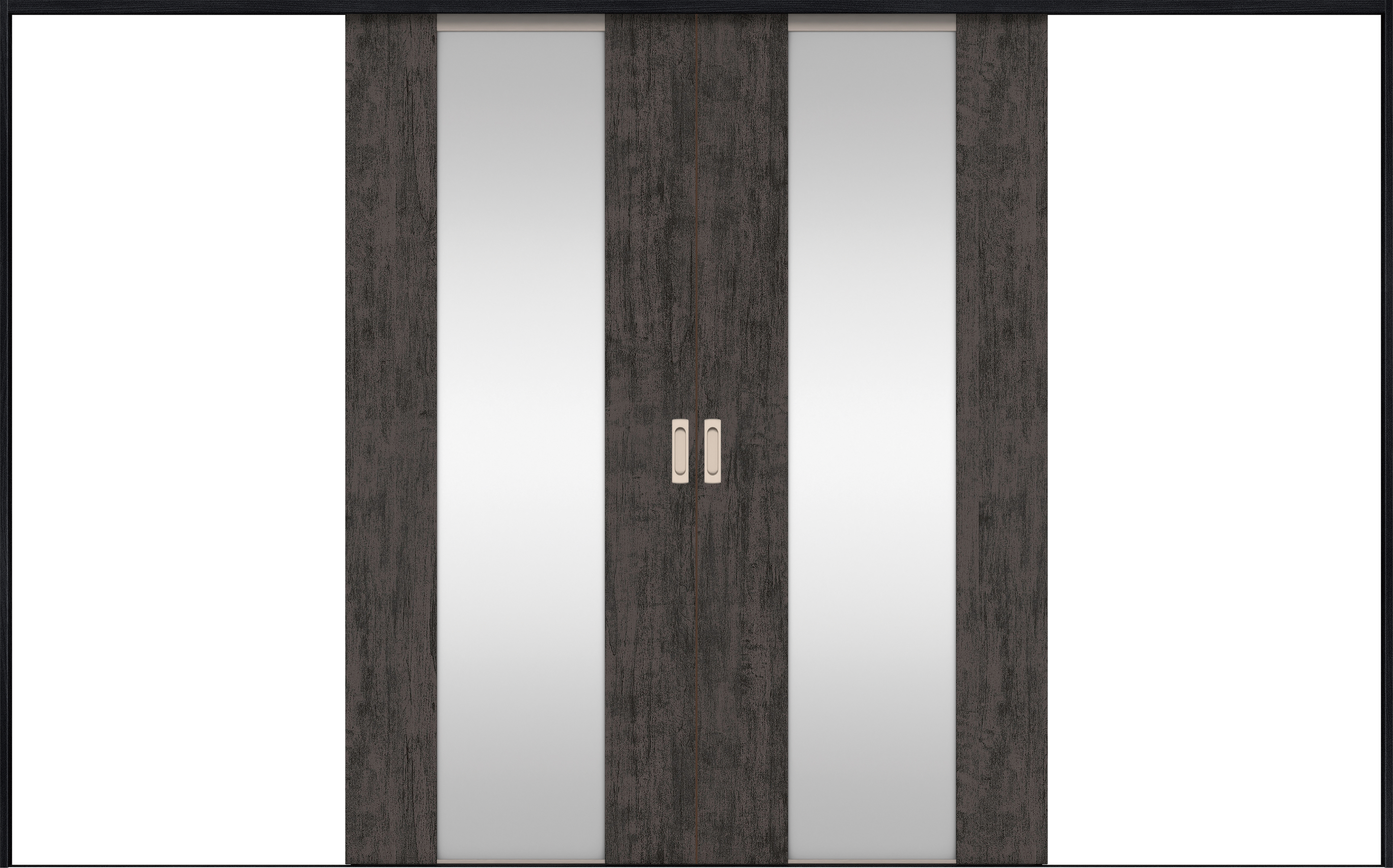 リビングドア　イエリア　引戸・引分　扉セット　４Ｐデザイン　３２６６幅用　２０００高　〈ドライブラック柄〉　左右兼用　錠なし　ラクラクローズ付