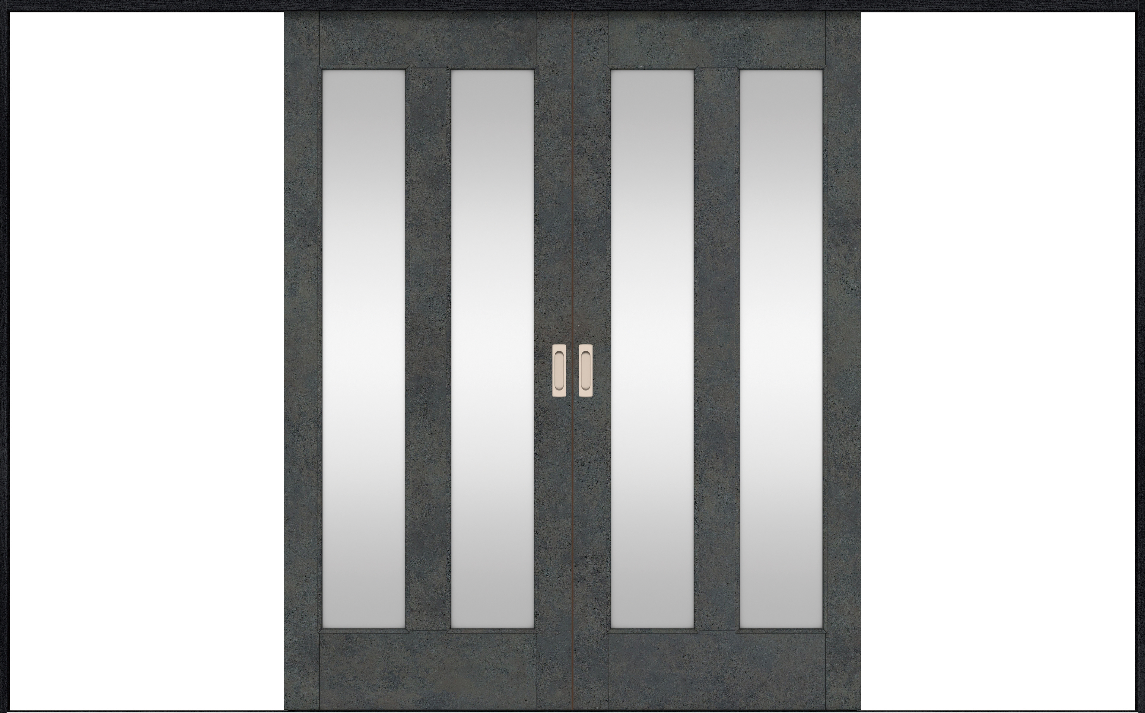 リビングドア　イエリア　引戸・引分　扉セット　０６デザイン　３２６６幅用　２０００高　〈アイアンブラック柄〉　左右兼用　錠なし　ラクラクローズ付