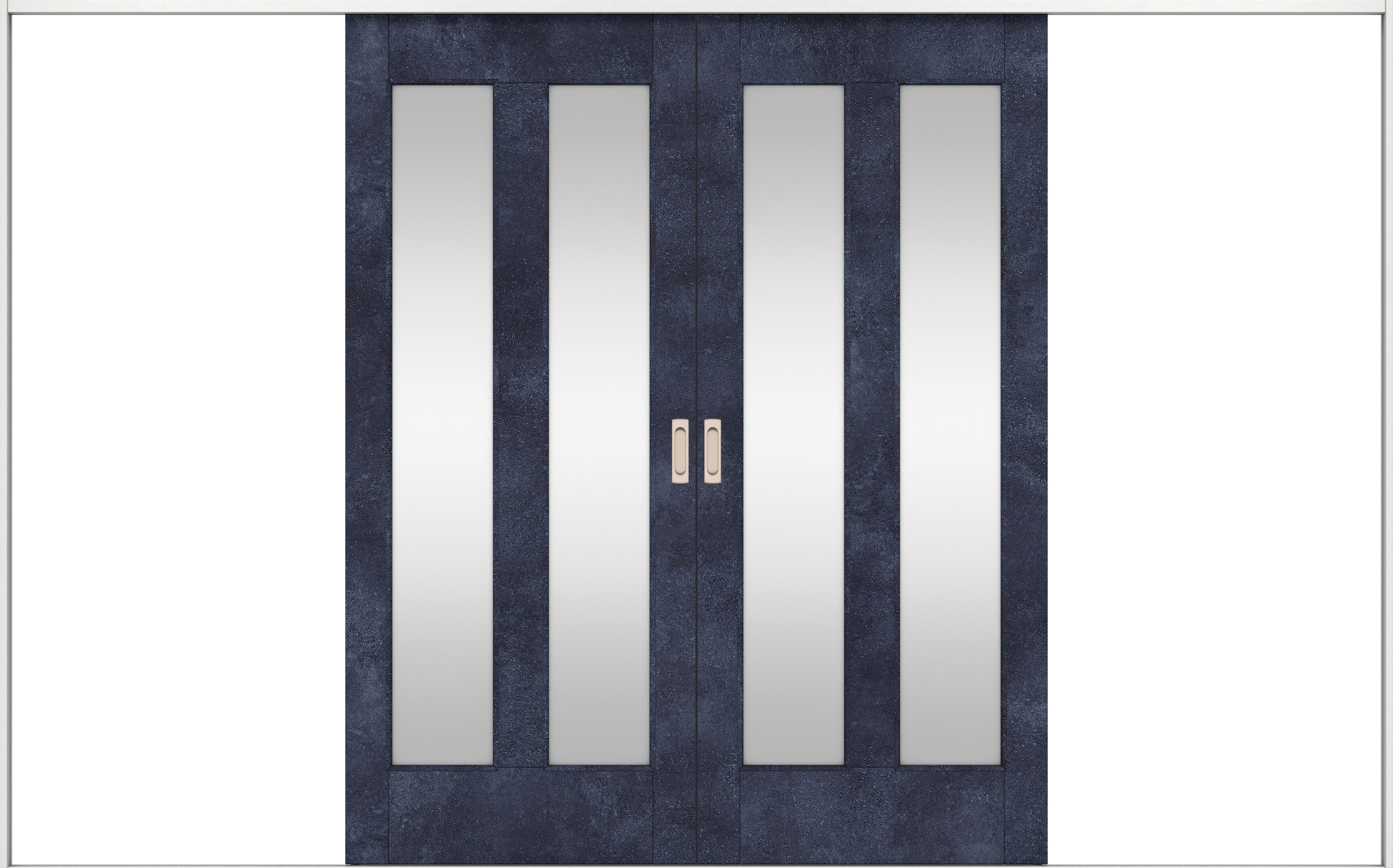 リビングドア　イエリア　引戸・引分　扉セット　０６デザイン　３２６６幅用　２０００高　〈コバルトブルー柄〉　左右兼用　錠なし　ラクラクローズ付