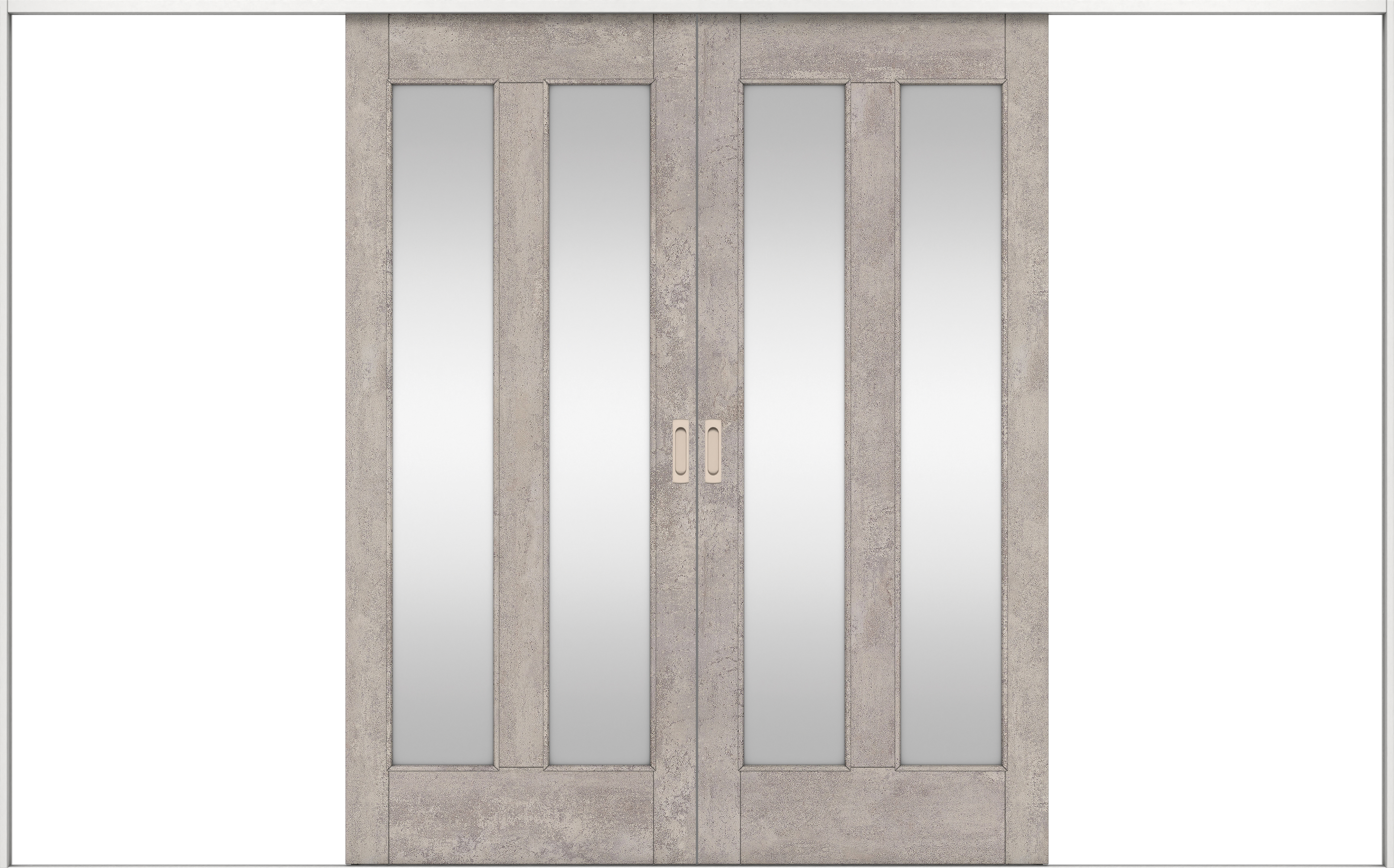 リビングドア　イエリア　引戸・引分　扉セット　０６デザイン　３２６６幅用　２０００高　〈コンクリートグレー柄〉　左右兼用　錠なし　ラクラクローズ付