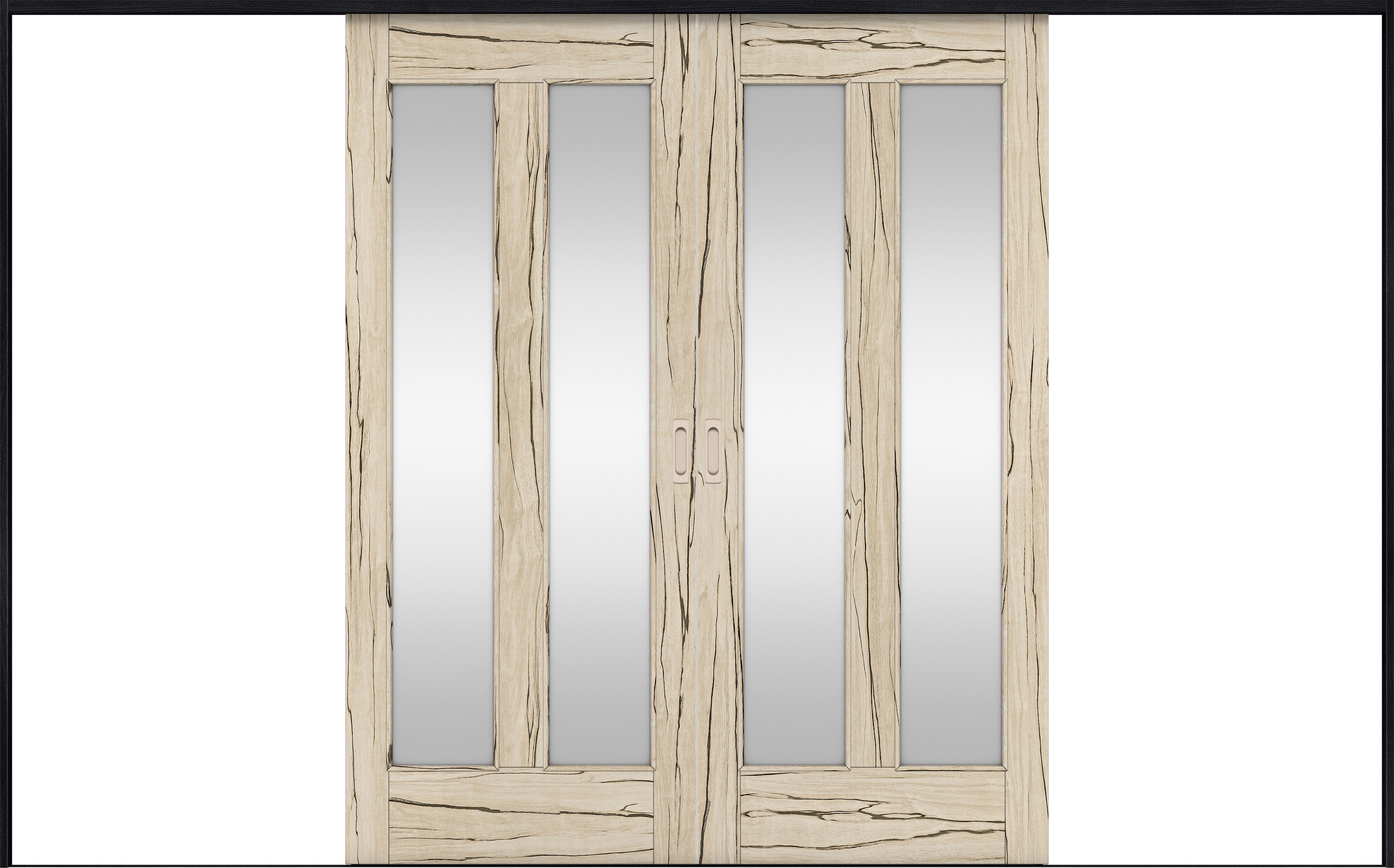 リビングドア　イエリア　引戸・引分　扉セット　０６デザイン　３２６６幅用　２０００高　〈スロウベージュ柄〉　左右兼用　錠なし　ラクラクローズ付