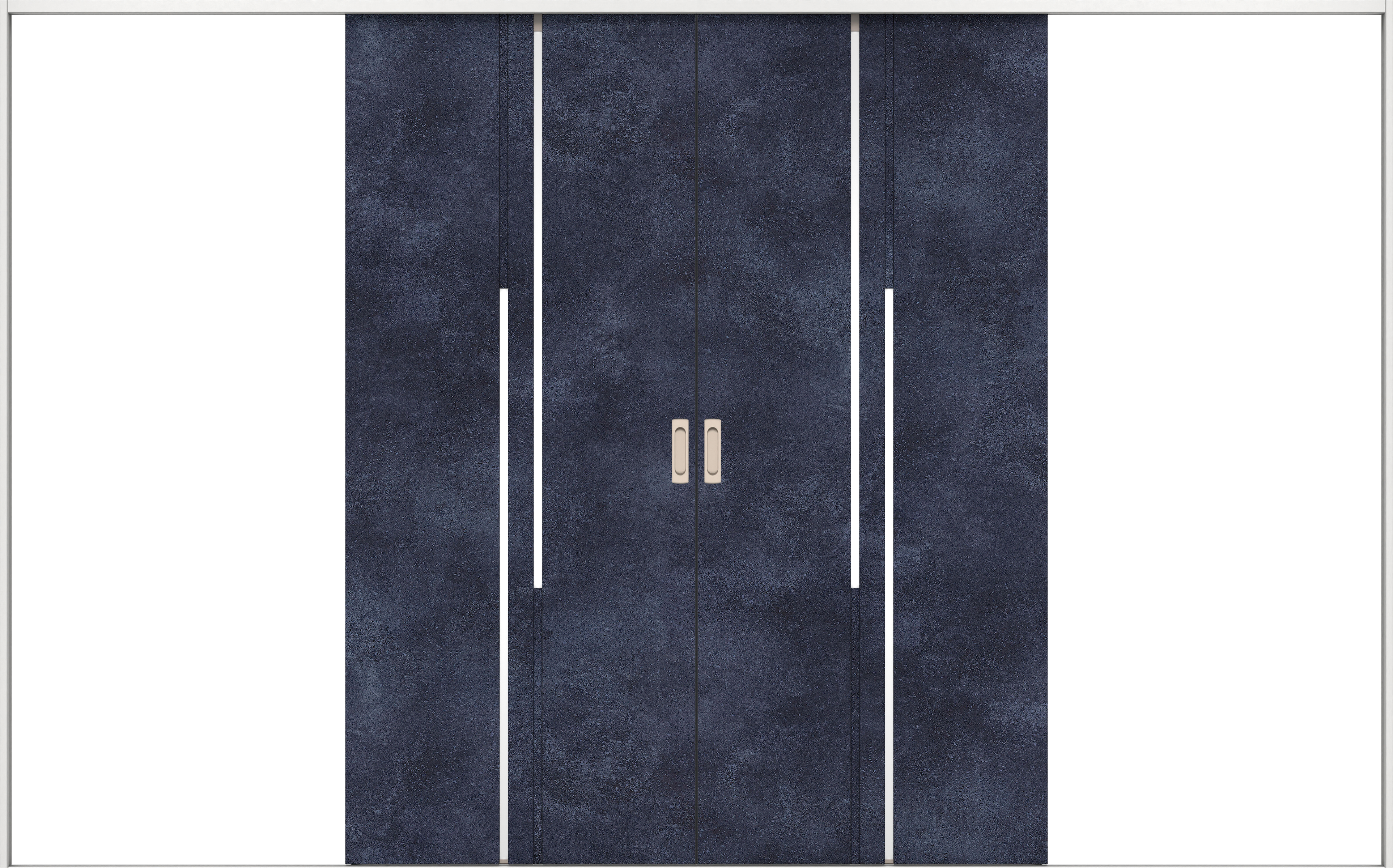 リビングドア　イエリア　引戸・引分　扉セット　７Ｐデザイン　３２６６幅用　２０００高　〈コバルトブルー柄〉　左右兼用　錠なし　ラクラクローズ付