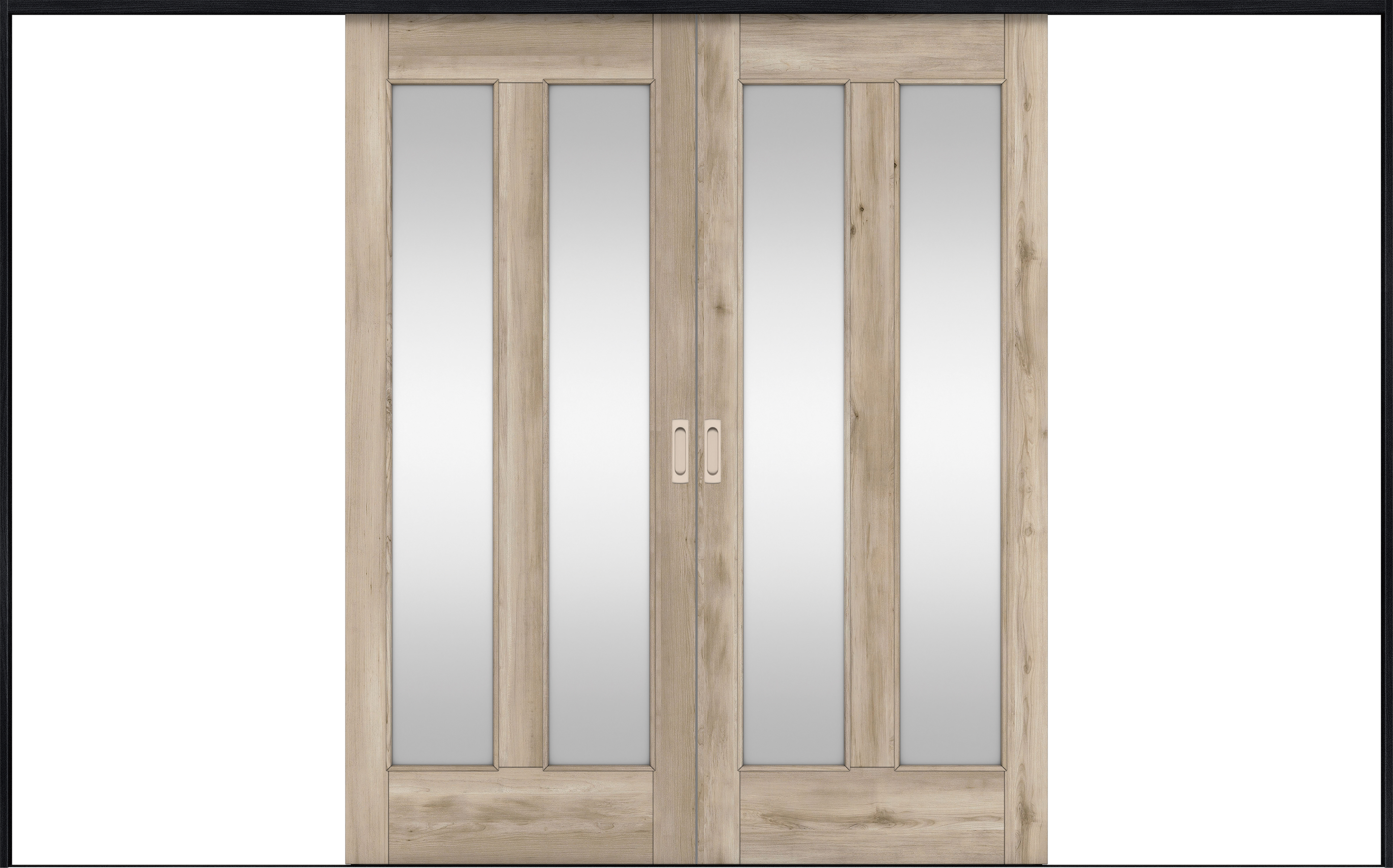 リビングドア　イエリア　引戸・引分　扉セット　０６デザイン　３２６６幅用　２０００高　〈スモークグレー柄〉　左右兼用　錠なし　ラクラクローズ付