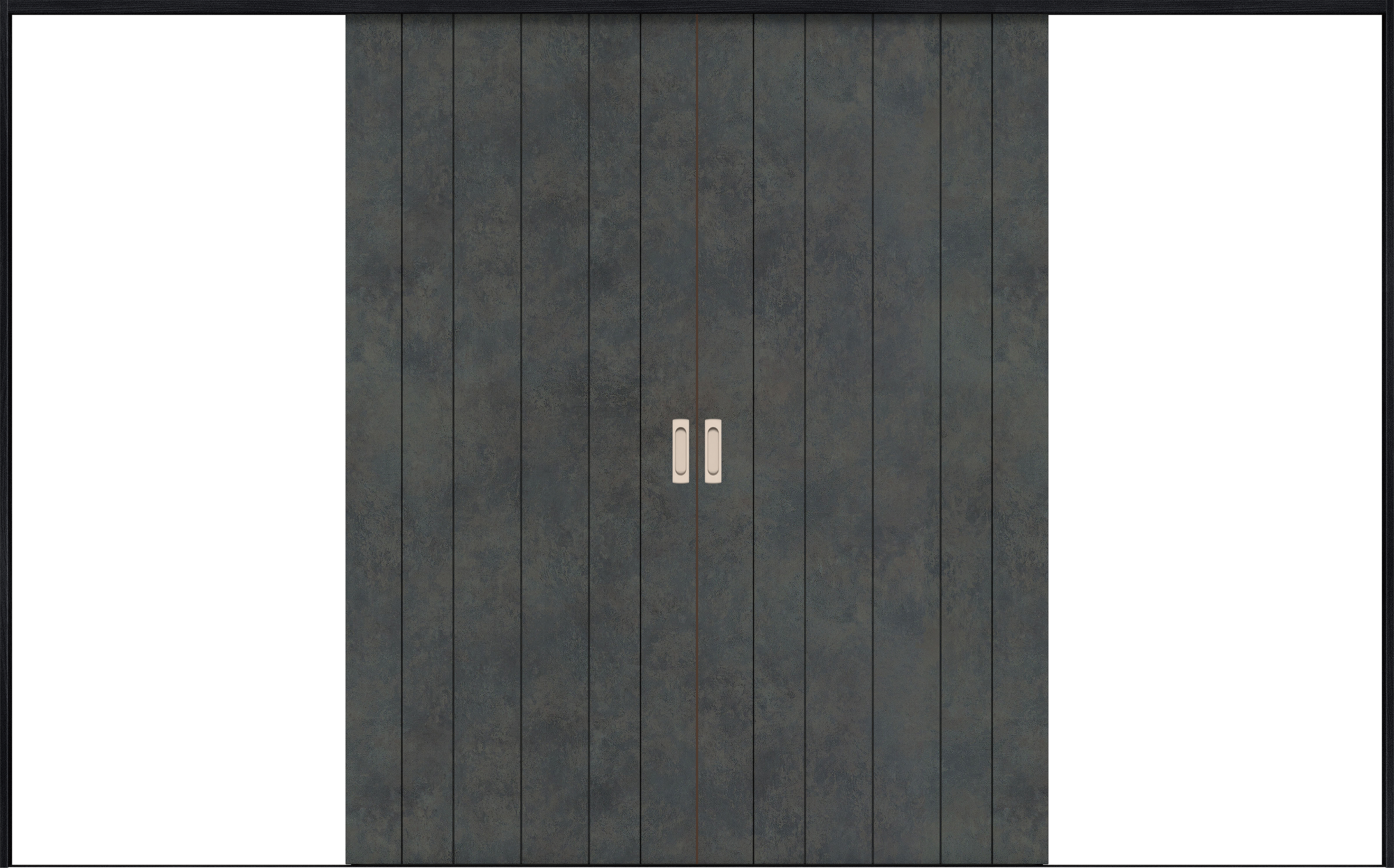 リビングドア　イエリア　引戸・引分　扉セット　０Ｓデザイン　３２６６幅用　２０００高　〈アイアンブラック柄〉　左右兼用　錠なし　ラクラクローズ付