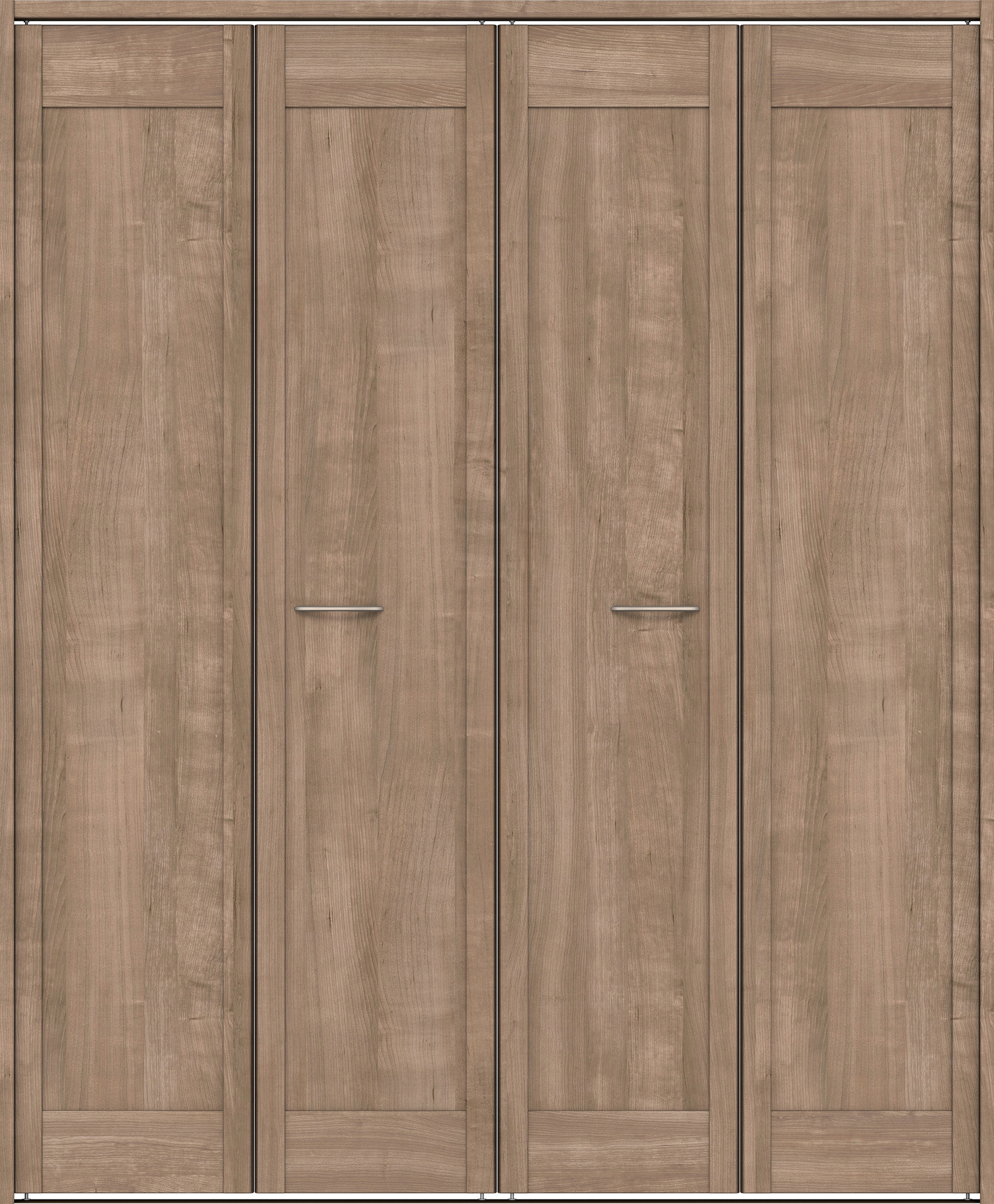 クローク収納　イエリア　折戸ユニット　カマチタイプ　ウッド扉　下レール付三方枠（固定枠）　セット　１６４４幅（６尺小間口）　２０３５高　〈トープグレー柄〉　ハンドルラウンド型〈Ｔシルバー色〉