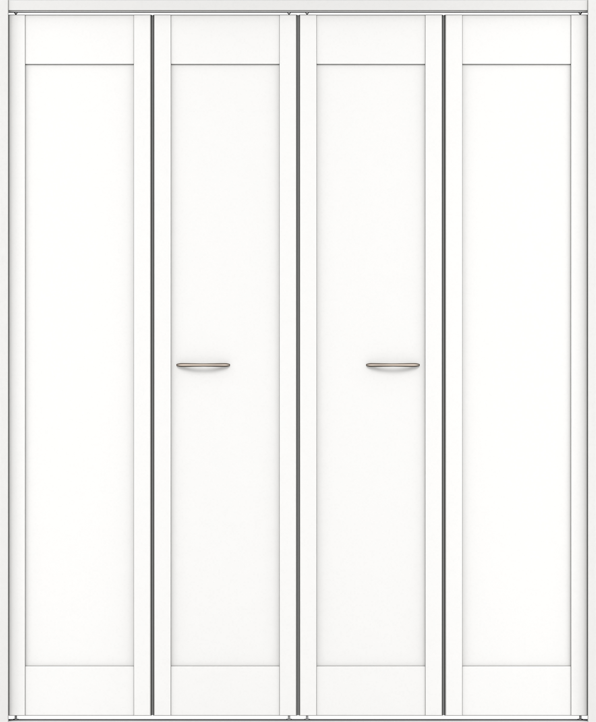 クローク収納　イエリア　折戸ユニット　カマチタイプ　ウッド扉　下レール付三方枠（固定枠）　セット　１６４４幅（６尺小間口）　２０３５高　〈パウダーホワイト柄〉　ハンドルラウンド型〈Ｔシルバー色〉