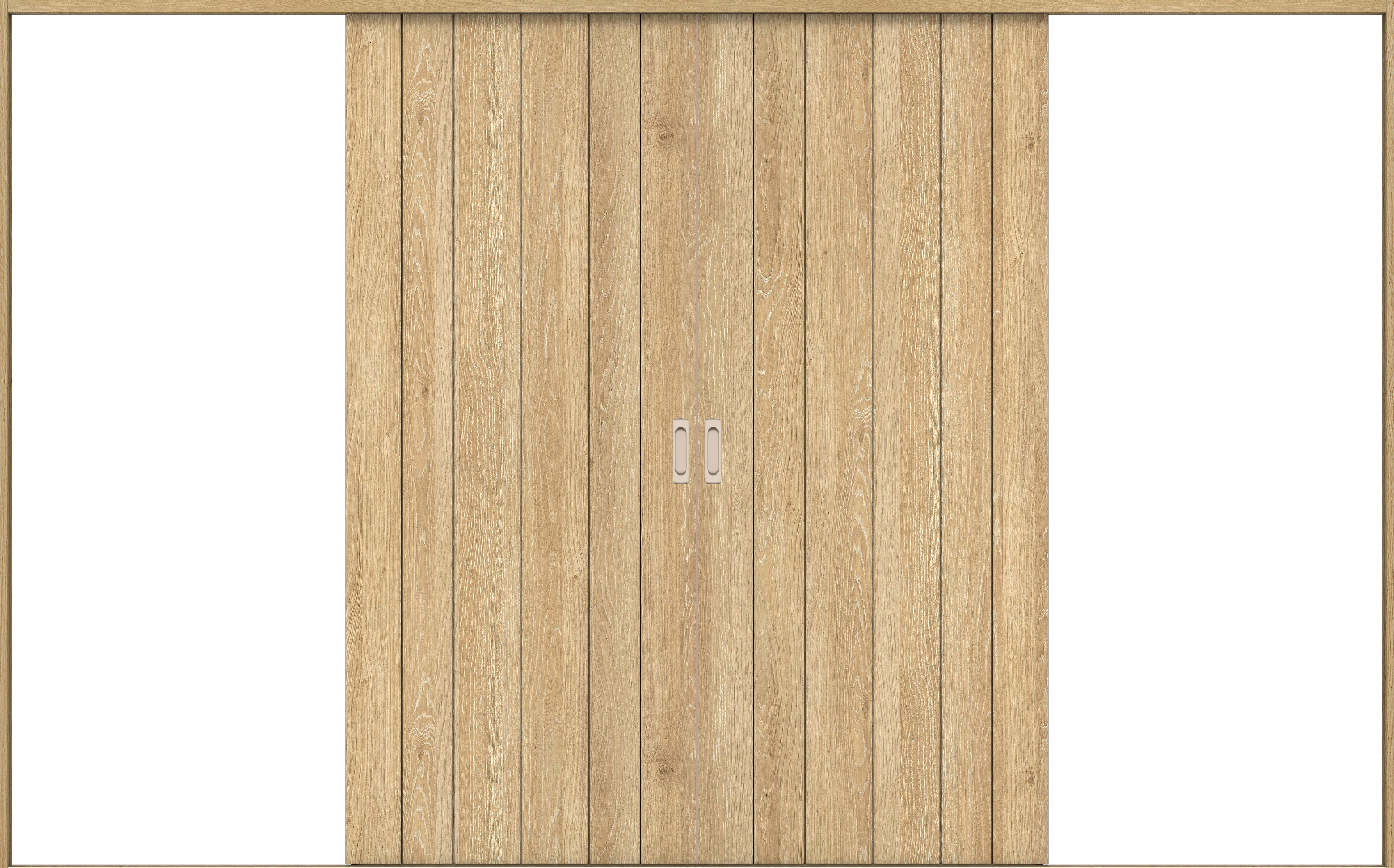 リビングドア　イエリア　引戸・引分　扉セット　０Ｓデザイン　３２６６幅用　２０００高　〈ミルキーオーカー柄〉　左右兼用　錠なし　ラクラクローズ付