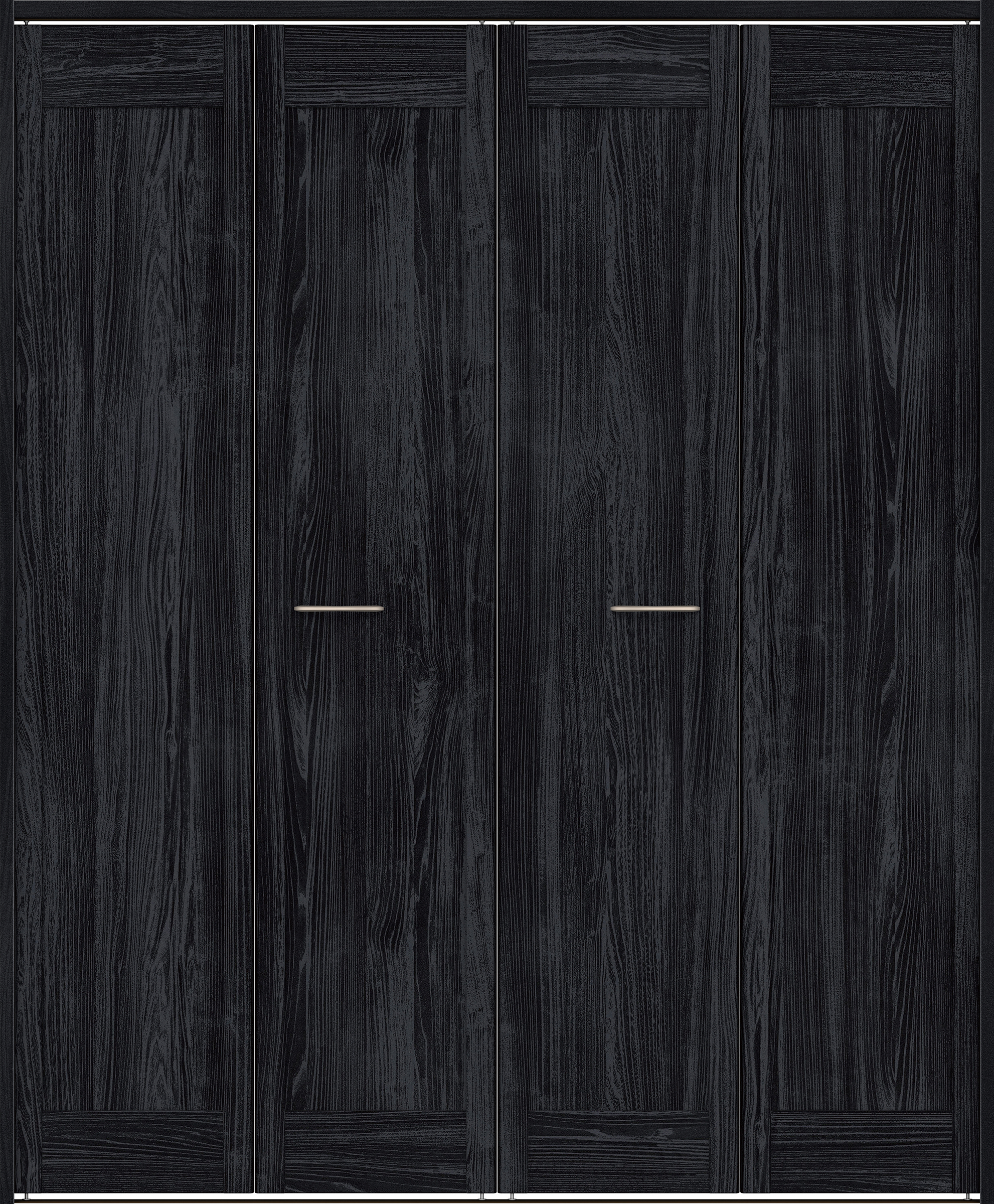 クローク収納　イエリア　折戸ユニット　カマチタイプ　ウッド扉　下レール付三方枠（固定枠）　セット　１６４４幅（６尺小間口）　２０３５高　〈モスブラック柄〉　ハンドルラウンド型〈Ｔシルバー色〉