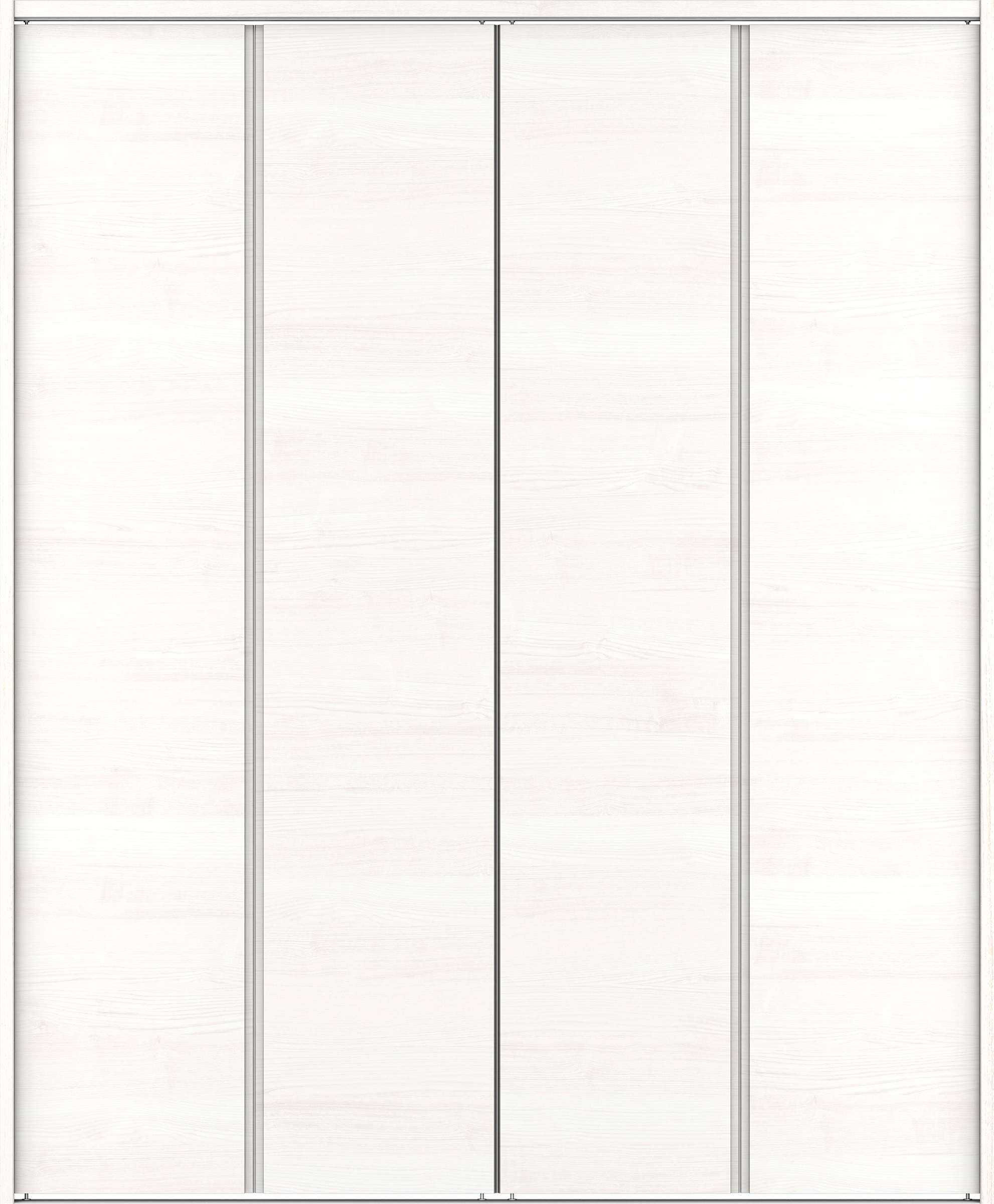 クローク収納　イエリア　折戸ユニット　ハンドルレス横木目タイプ　ウッド扉　下レール付三方枠（固定枠）　セット　１６８０幅（６尺間口）　２０３５高　〈ネオホワイト柄〉　ハンドルレス