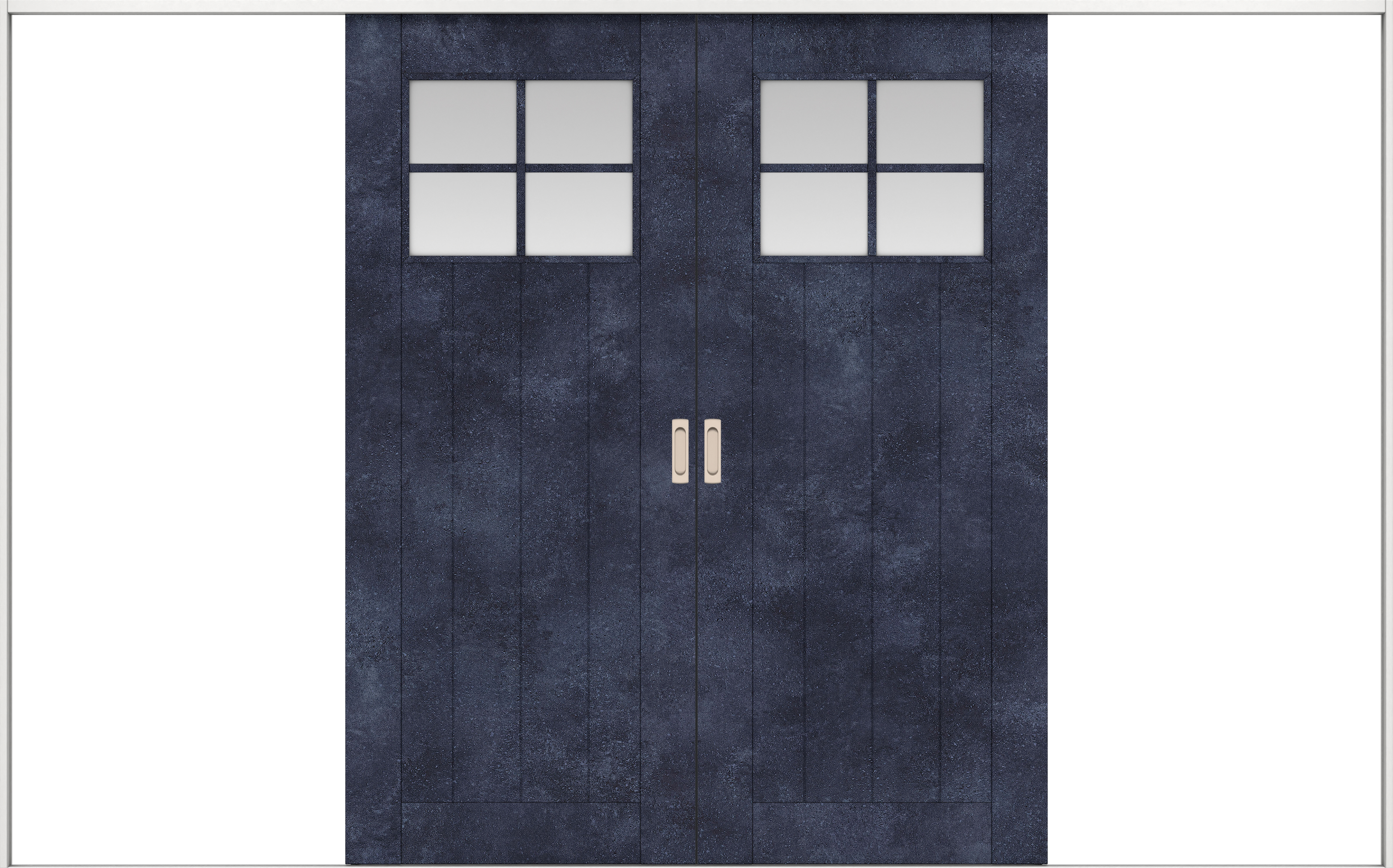 リビングドア　イエリア　引戸・引分　扉セット　１Ｓデザイン　３２６６幅用　２０００高　〈コバルトブルー柄〉　左右兼用　錠なし　ラクラクローズ付