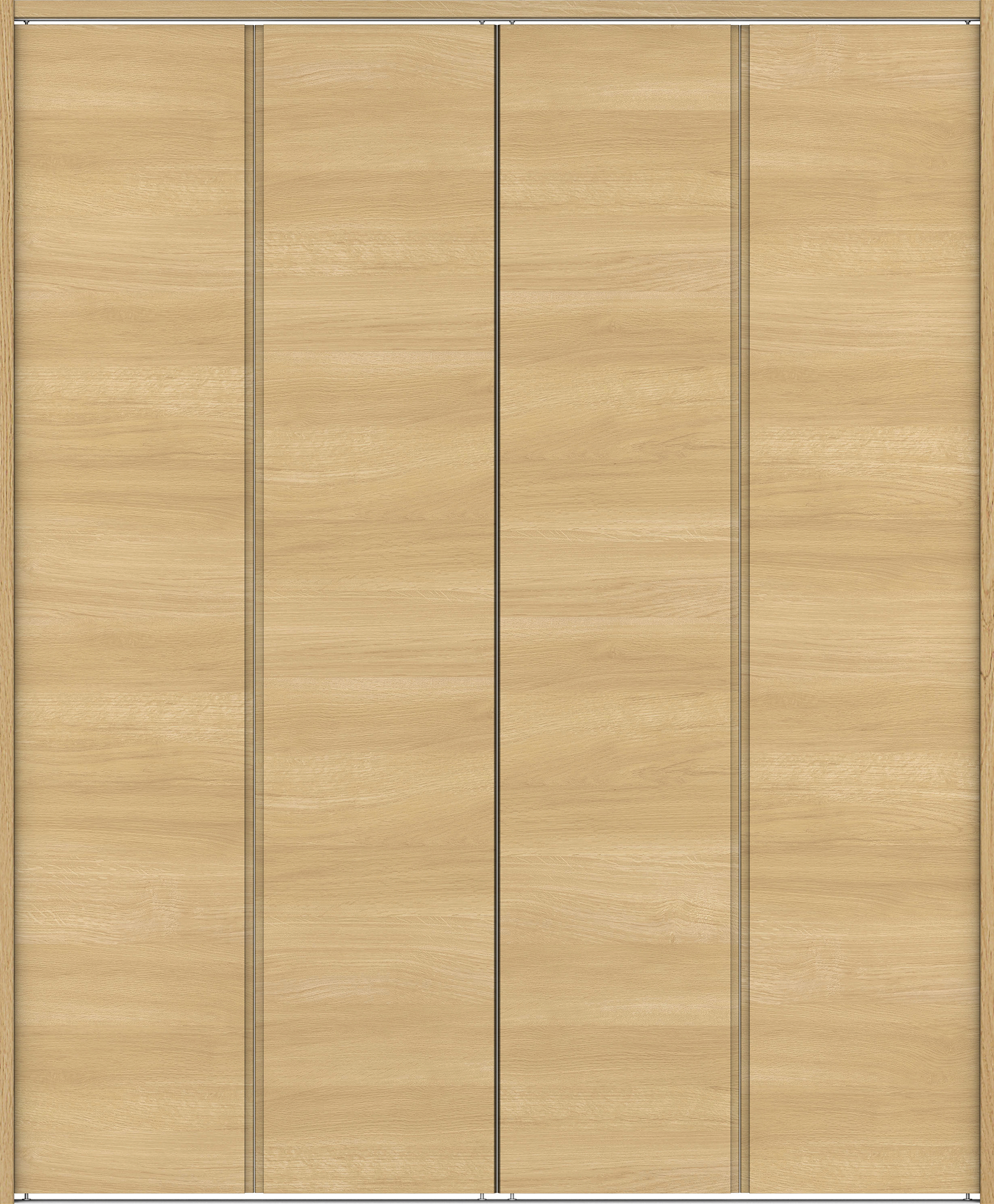 クローク収納　イエリア　折戸ユニット　ハンドルレス横木目タイプ　ウッド扉　下レール付三方枠（固定枠）　セット　１６４４幅（６尺小間口）　２０３５高　〈ライトオーカー柄〉　ハンドルレス