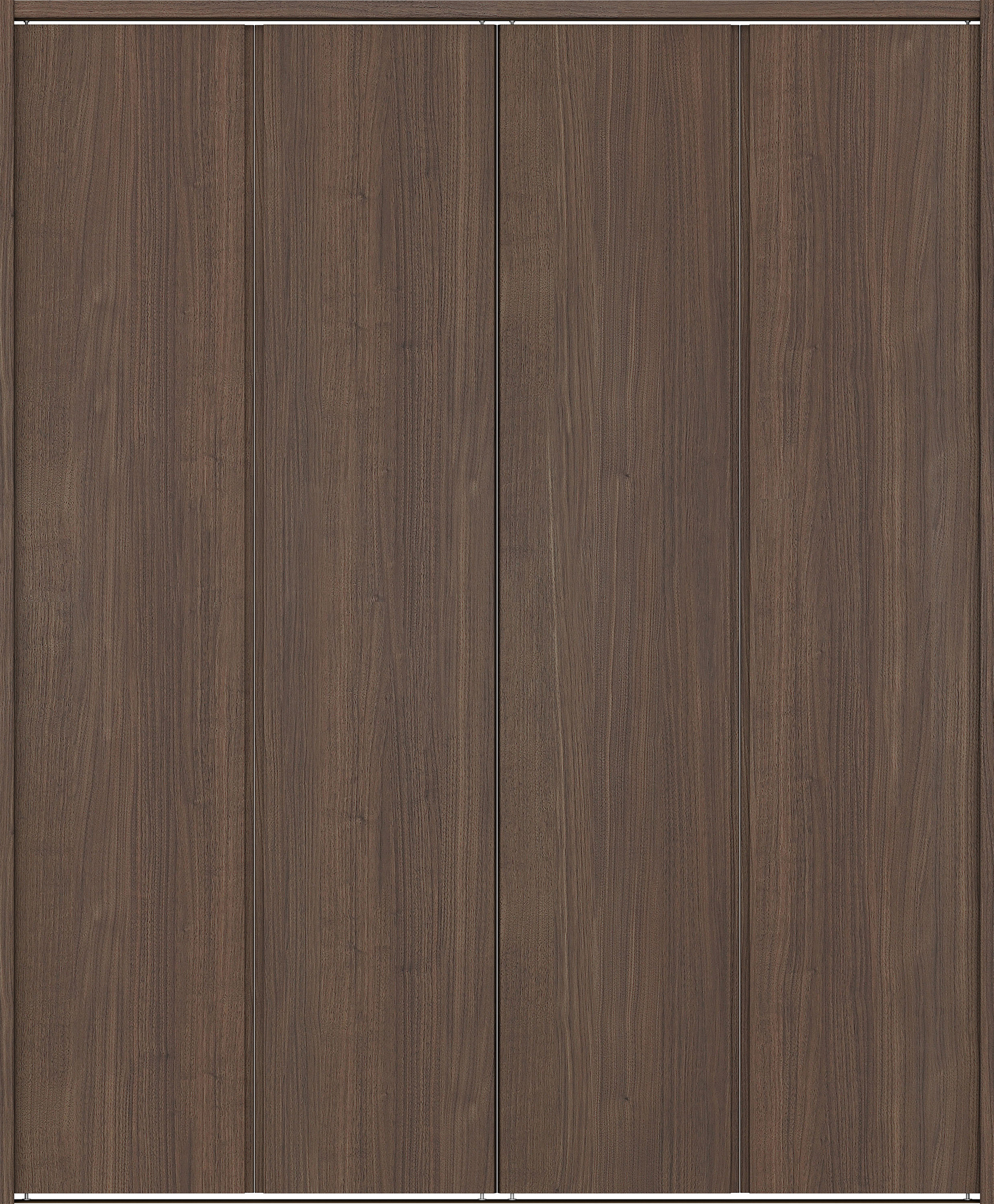 クローク収納　イエリア　折戸ユニット　ハンドルレス縦木目タイプ　ウッド扉　下レール付三方枠（固定枠）　セット　１８２０幅（２Ｍ間口）　２０３５高　〈ダルブラウン柄〉　ハンドルレス