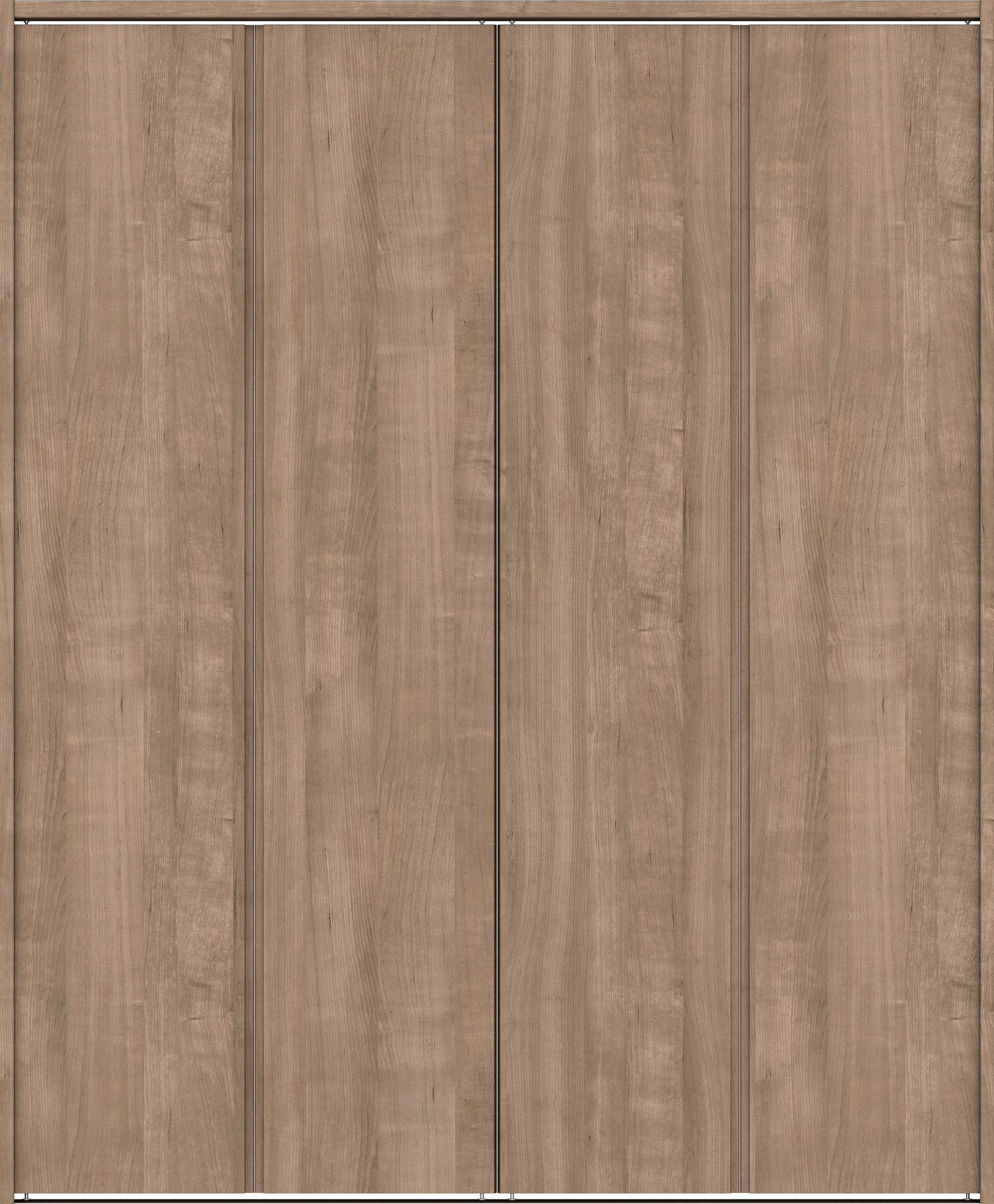 クローク収納　イエリア　折戸ユニット　ハンドルレス縦木目タイプ　ウッド扉　下レール付三方枠（固定枠）　セット　１８２０幅（２Ｍ間口）　２０３５高　〈トープグレー柄〉　ハンドルレス