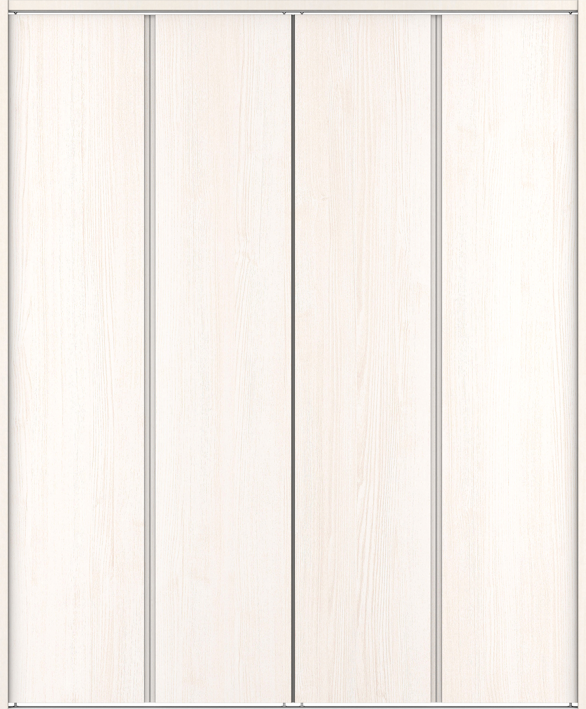 クローク収納　イエリア　折戸ユニット　ハンドルレス縦木目タイプ　ウッド扉　下レール付三方枠（固定枠）　セット　１６４４幅（６尺小間口）　２０３５高　〈ネオホワイト柄〉　ハンドルレス