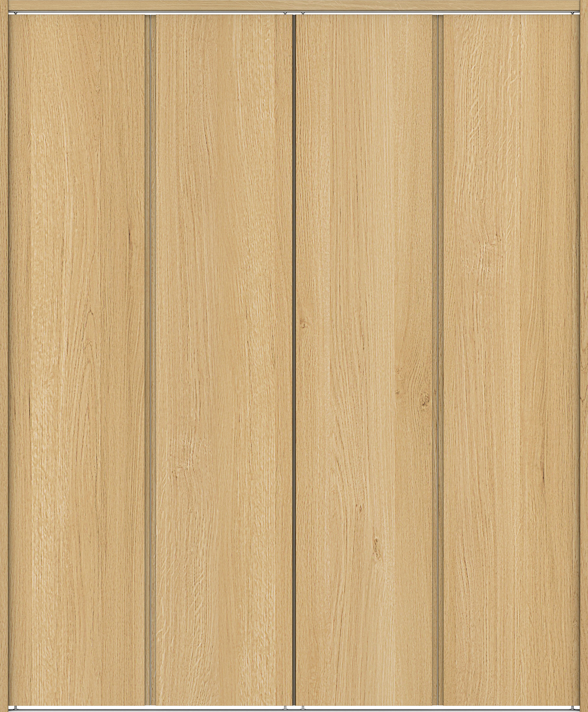 クローク収納　イエリア　折戸ユニット　ハンドルレス縦木目タイプ　ウッド扉　下レール付三方枠（固定枠）　セット　１６４４幅（６尺小間口）　２０３５高　〈ライトオーカー柄〉　ハンドルレス