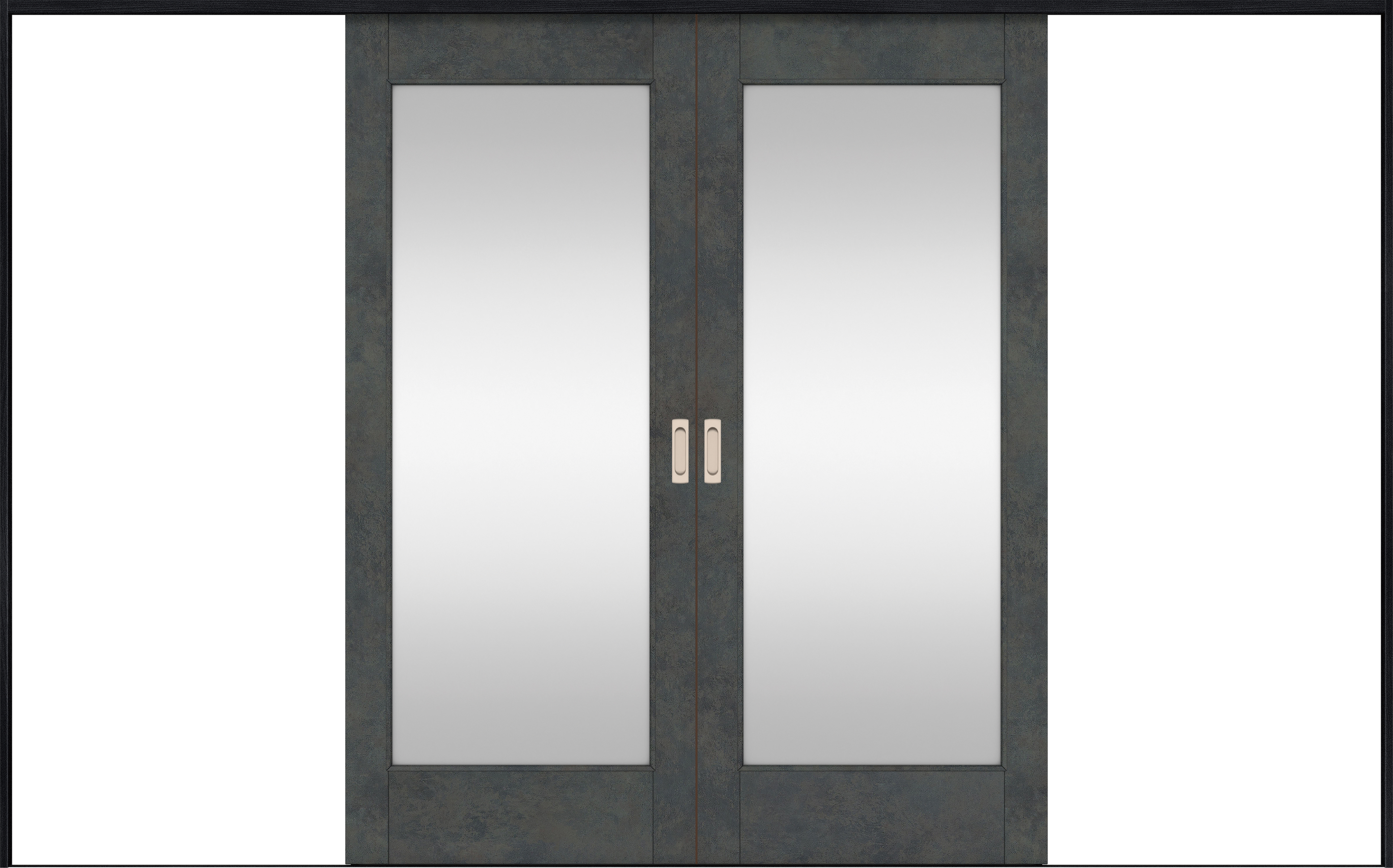 リビングドア　イエリア　引戸・引分　扉セット　２１デザイン　３２６６幅用　２０００高　〈アイアンブラック柄〉　左右兼用　錠なし　ラクラクローズ付