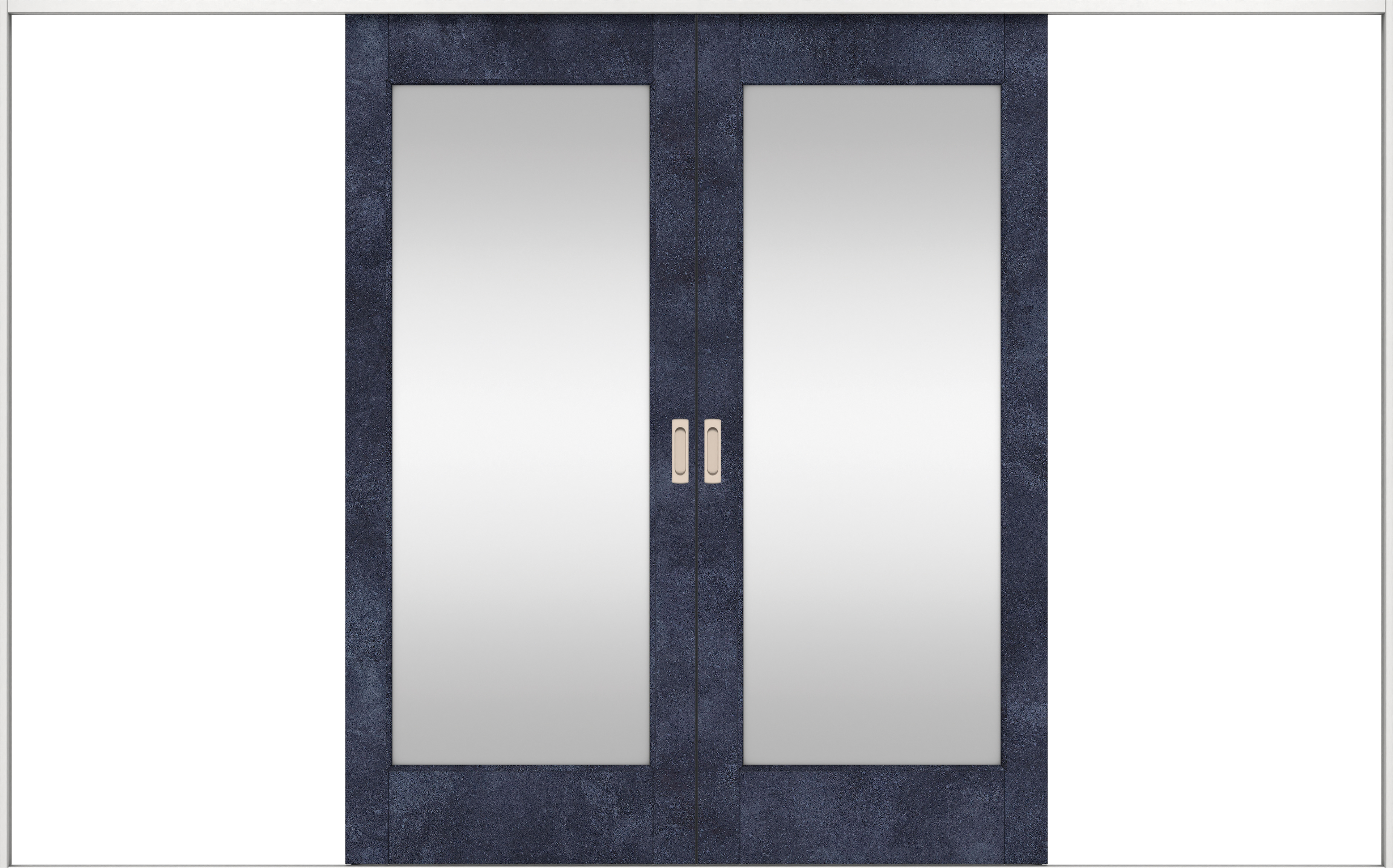 リビングドア　イエリア　引戸・引分　扉セット　２１デザイン　３２６６幅用　２０００高　〈コバルトブルー柄〉　左右兼用　錠なし　ラクラクローズ付