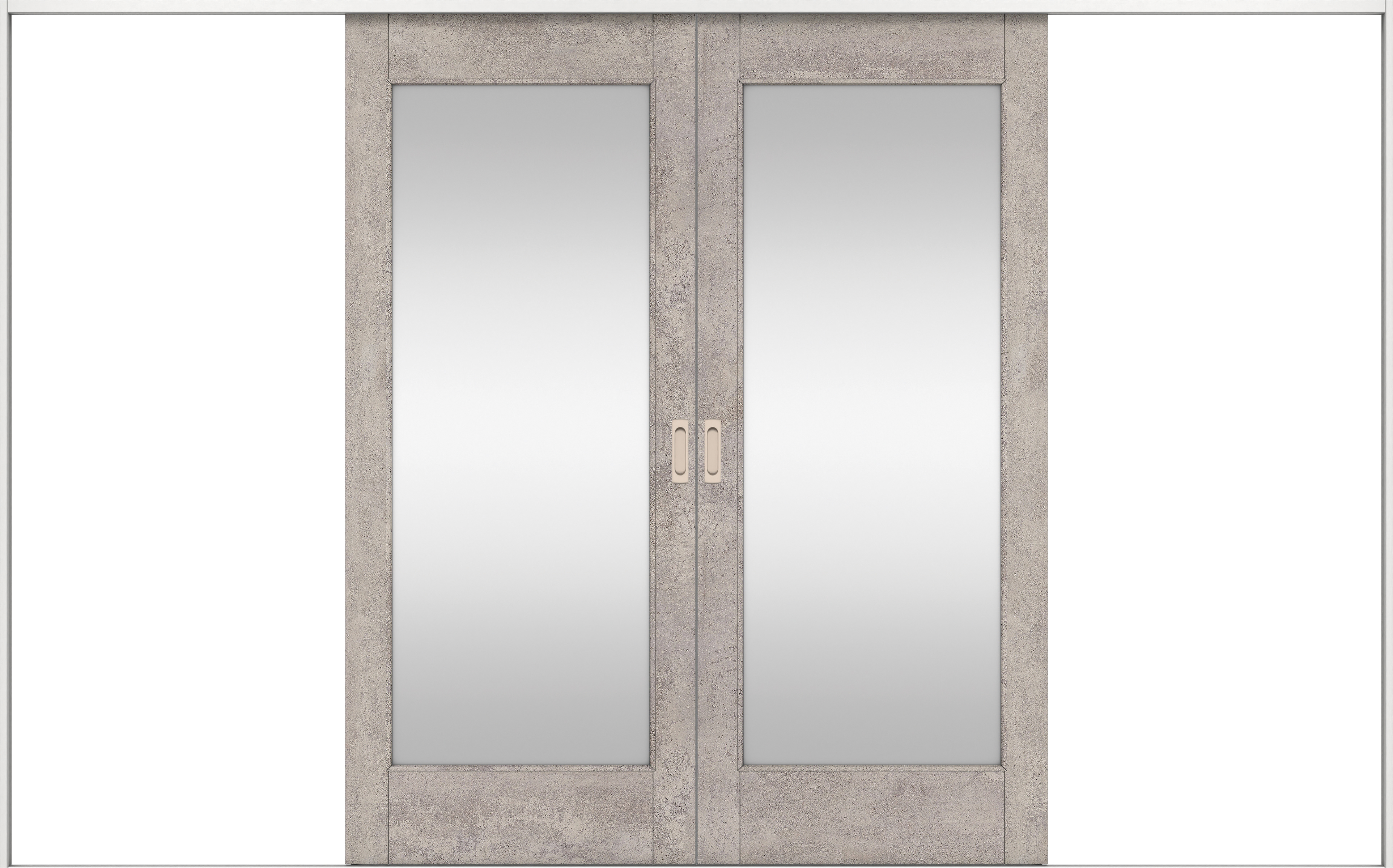 リビングドア　イエリア　引戸・引分　扉セット　２１デザイン　３２６６幅用　２０００高　〈コンクリートグレー柄〉　左右兼用　錠なし　ラクラクローズ付