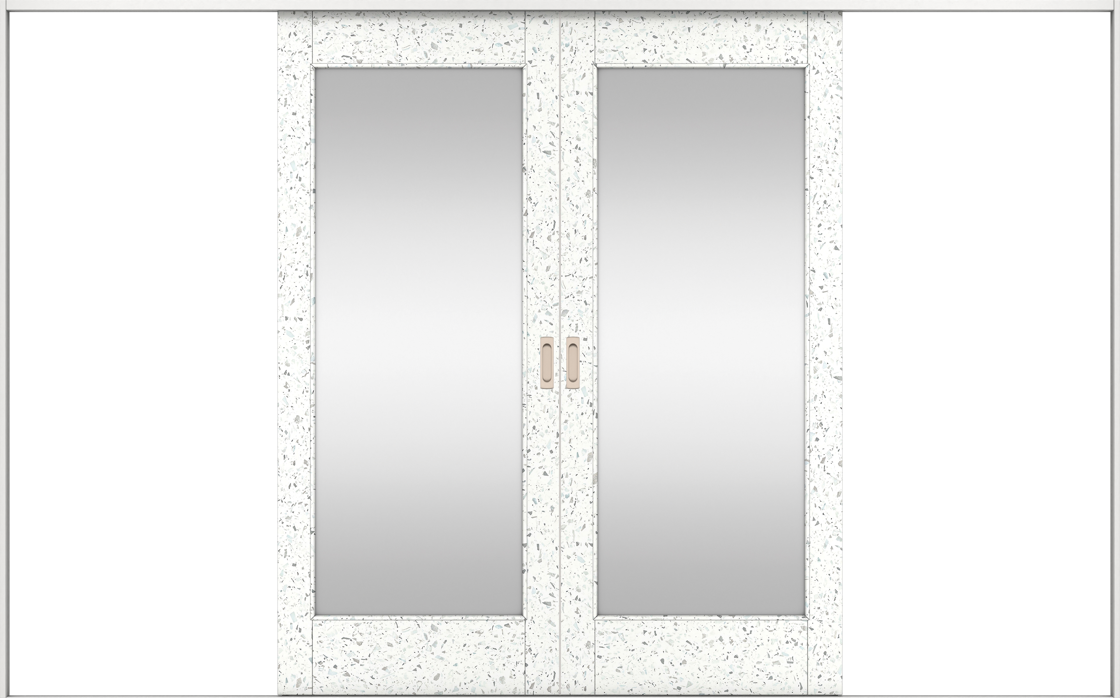 リビングドア　イエリア　引戸・引分　扉セット　２１デザイン　３２６６幅用　２０００高　〈テラゾホワイト柄〉　左右兼用　錠なし　ラクラクローズ付