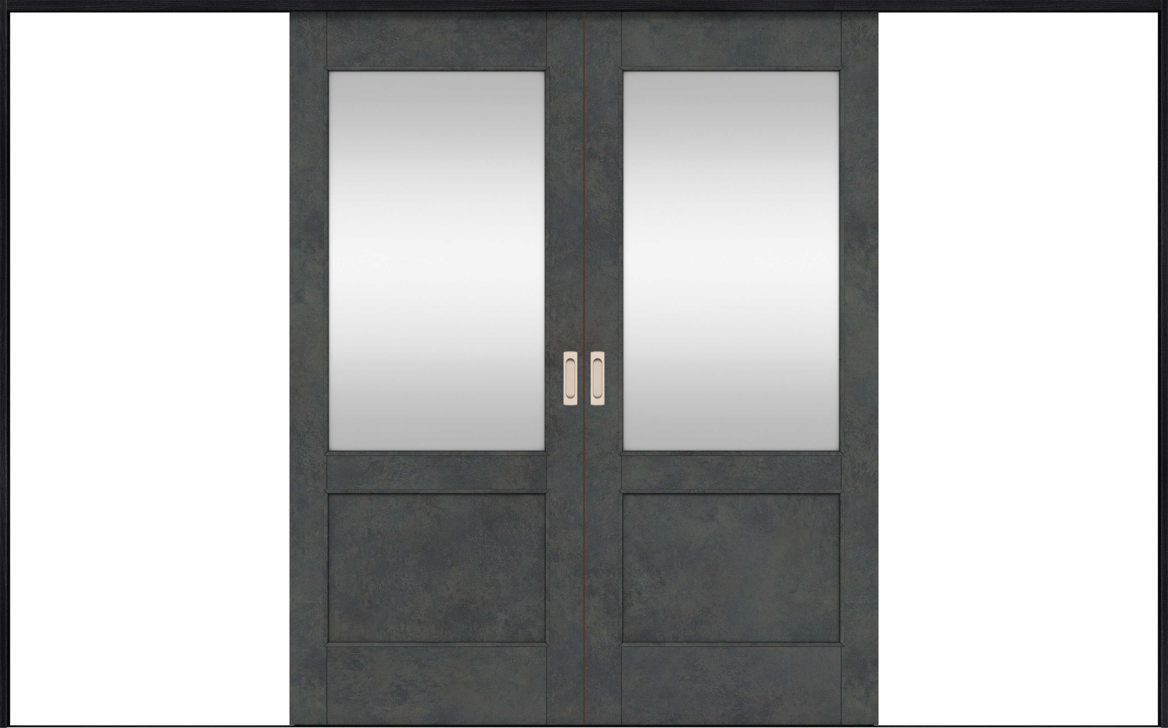 リビングドア　イエリア　引戸・引分　扉セット　２６デザイン　３２６６幅用　２０００高　〈アイアンブラック柄〉　左右兼用　錠なし　ラクラクローズ付