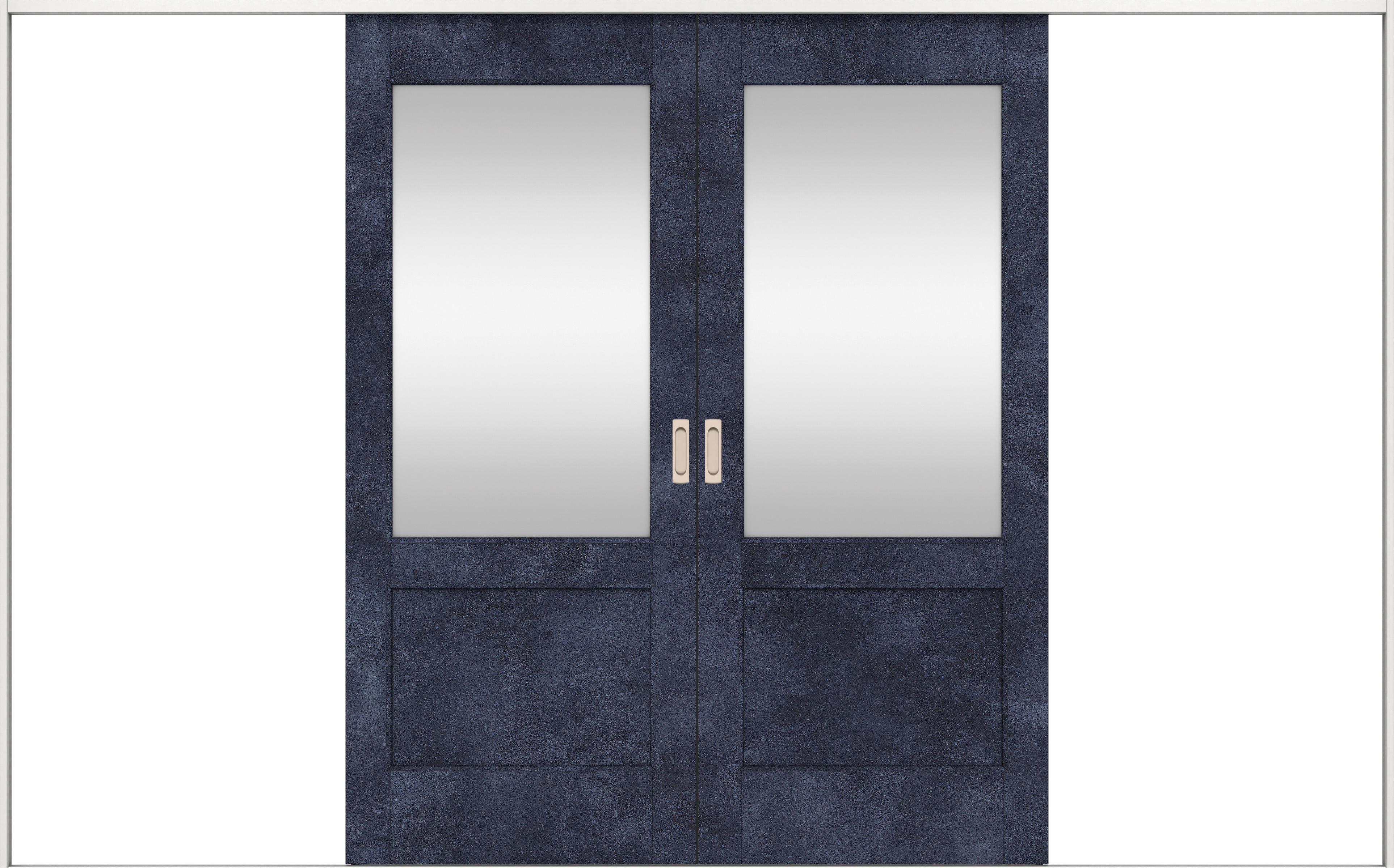 リビングドア　イエリア　引戸・引分　扉セット　２６デザイン　３２６６幅用　２０００高　〈コバルトブルー柄〉　左右兼用　錠なし　ラクラクローズ付