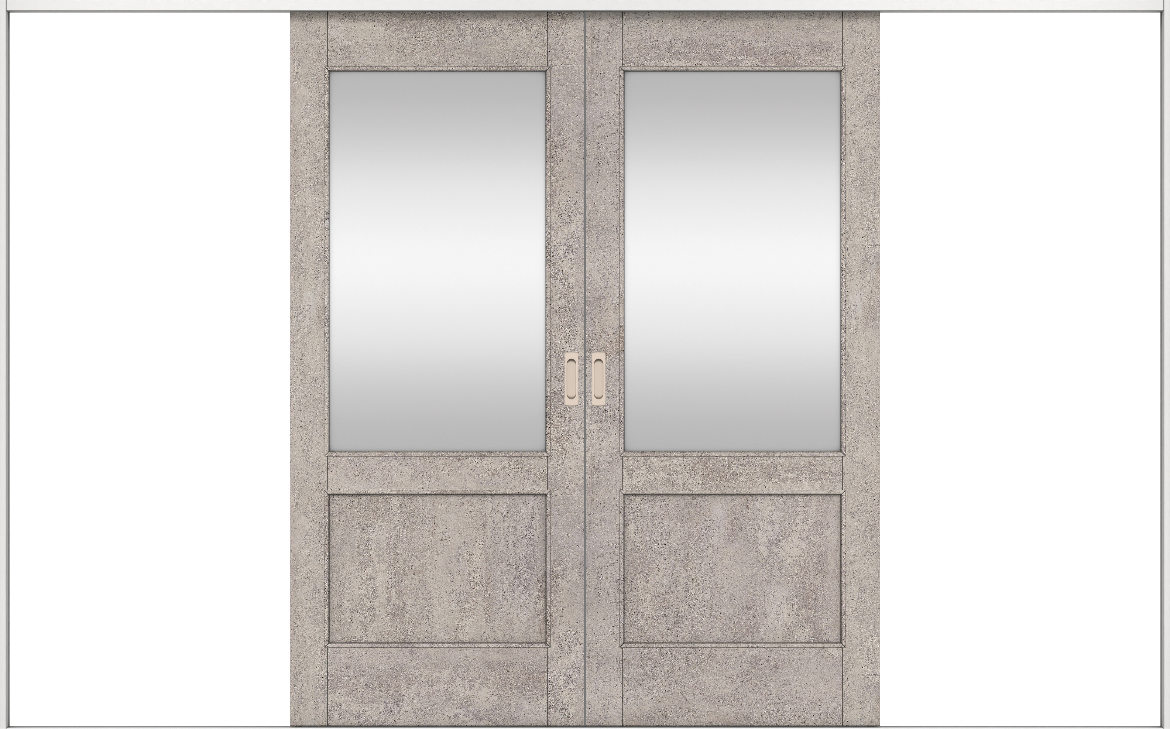 リビングドア　イエリア　引戸・引分　扉セット　２６デザイン　３２６６幅用　２０００高　〈コンクリートグレー柄〉　左右兼用　錠なし　ラクラクローズ付