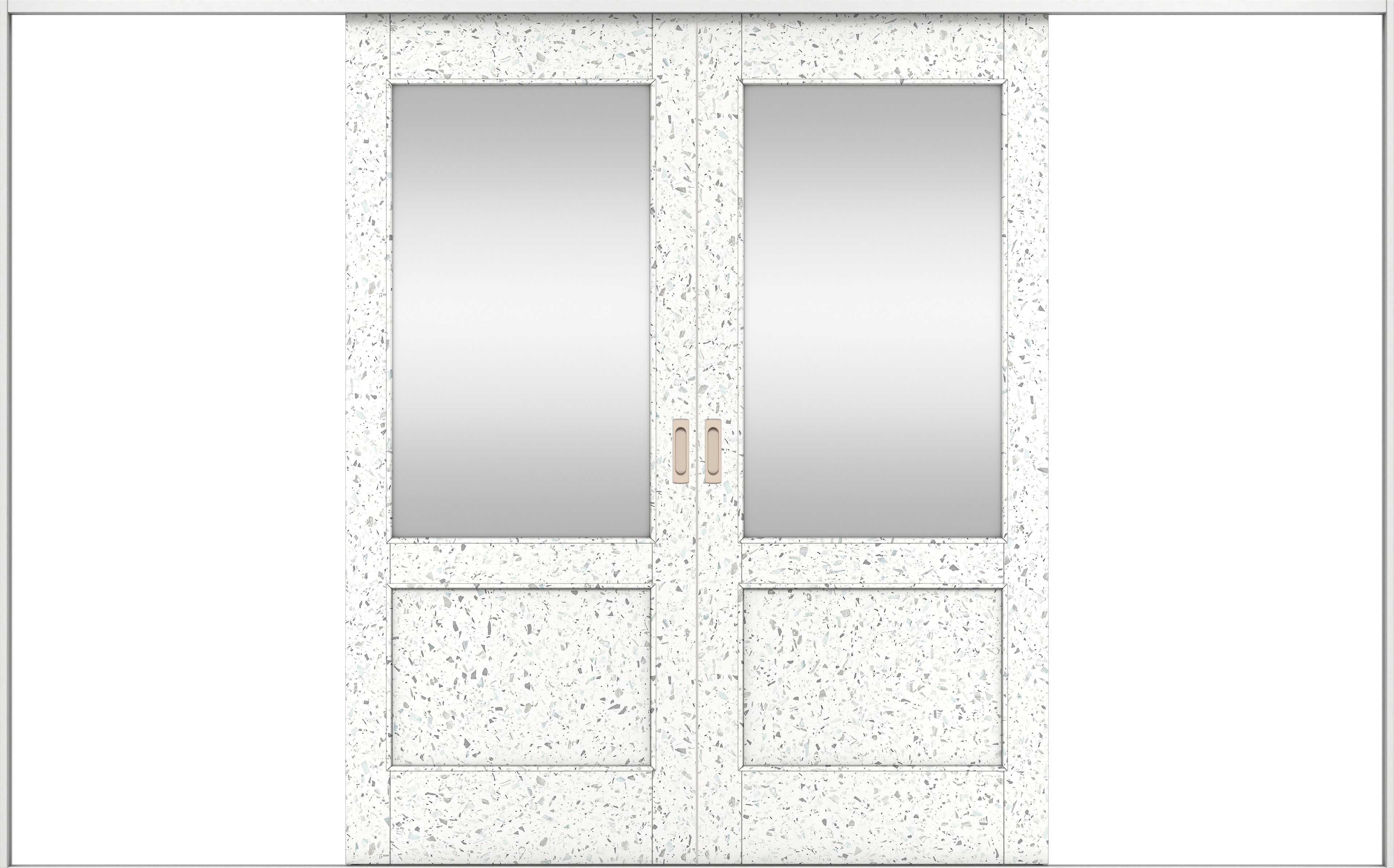 リビングドア　イエリア　引戸・引分　扉セット　２６デザイン　３２６６幅用　２０００高　〈テラゾホワイト柄〉　左右兼用　錠なし　ラクラクローズ付