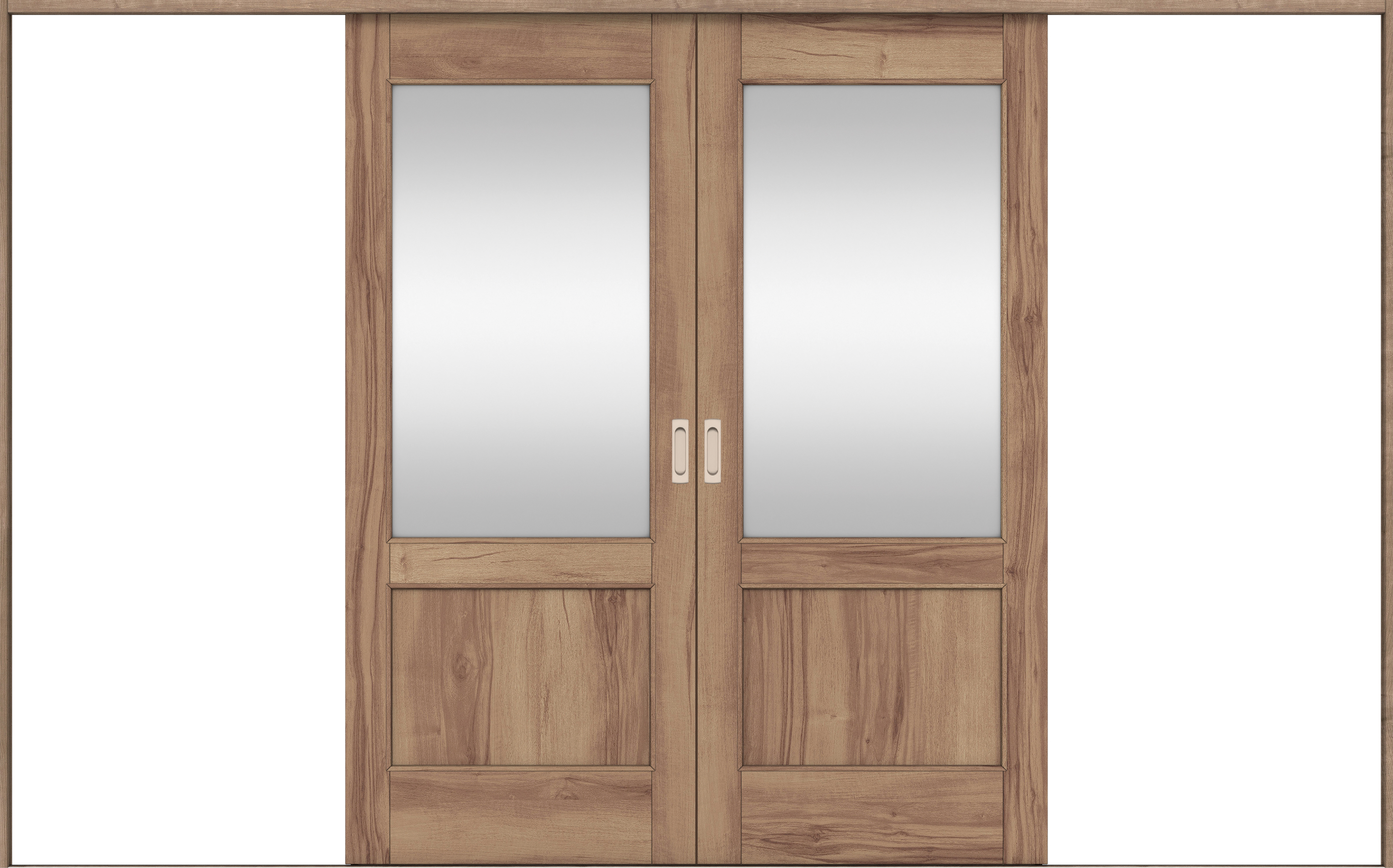 リビングドア　イエリア　引戸・引分　扉セット　２６デザイン　３２６６幅用　２０００高　〈バームブラウン柄〉　左右兼用　錠なし　ラクラクローズ付